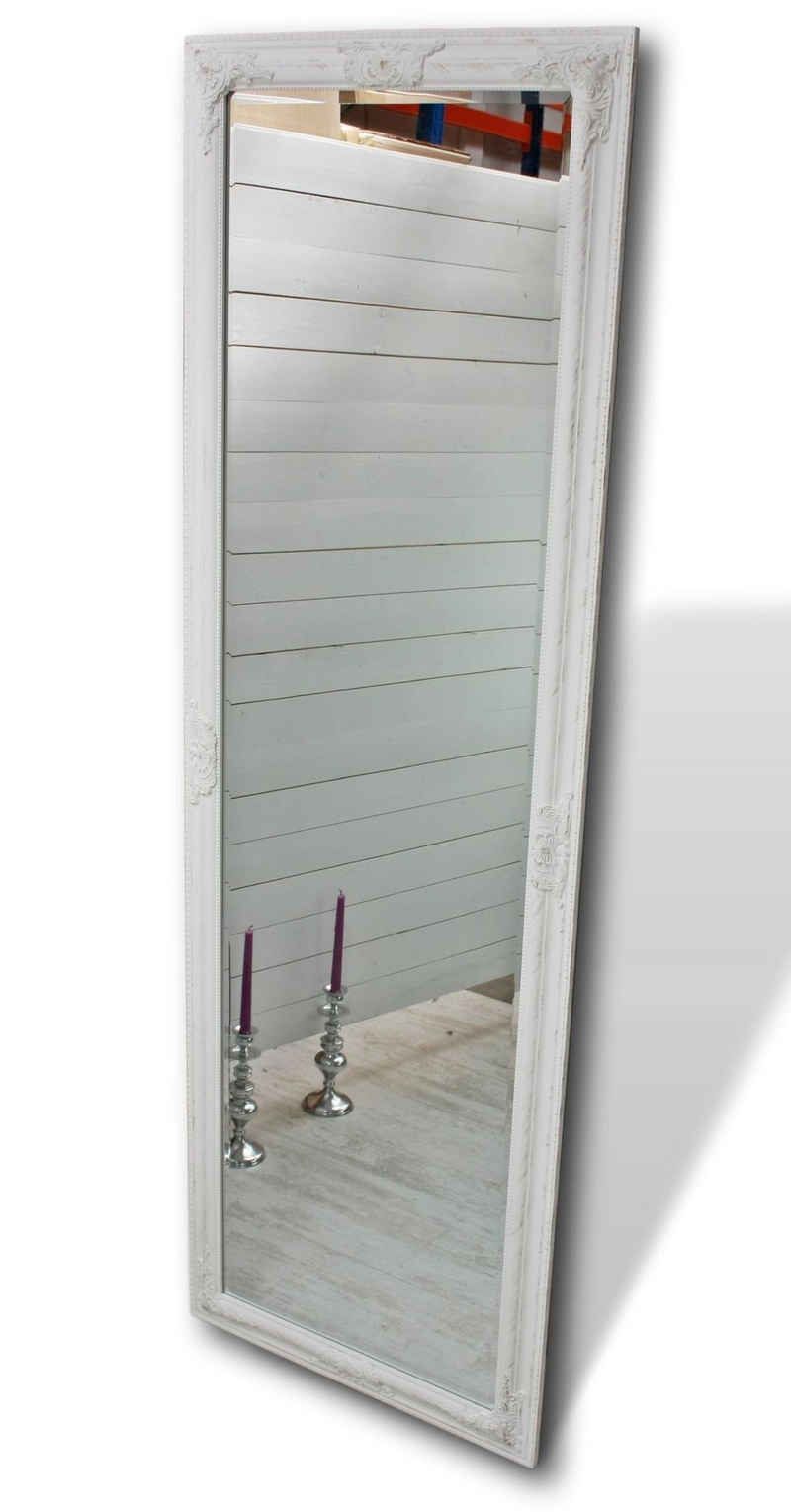 elbmöbel Wandspiegel Wandspiegel 187x62x7 vintage white, Spiegel: Wandspiegel 187x62x7 cm weiß Shabby Chic