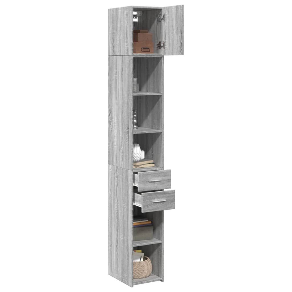 vidaXL Sideboard Hochschrank Schmal Grau Sonoma 30x42,5x225 cm Holzwerkstoff (1 St)