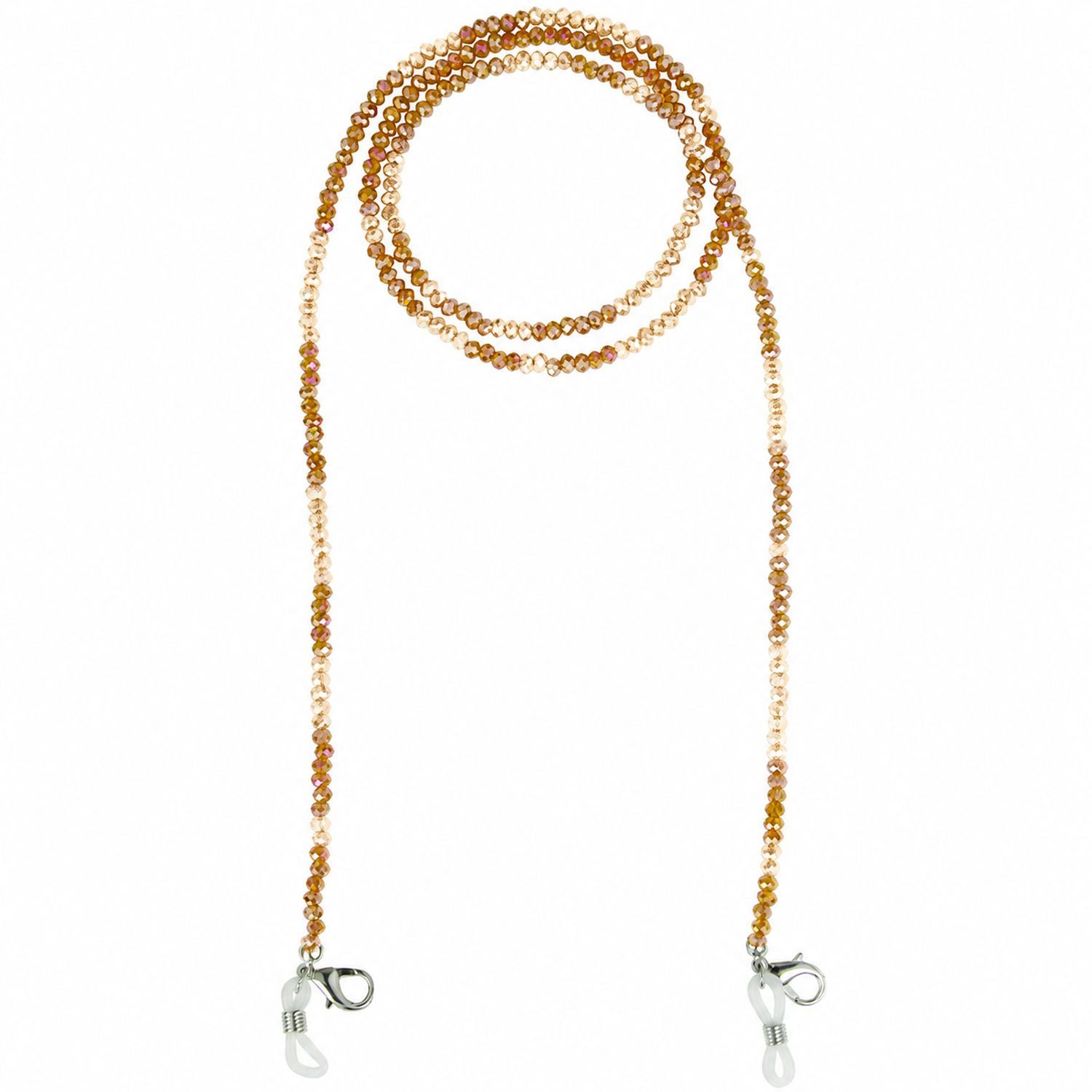 Trachtenland Brillenband Brillenkette mit Glaskristallperlen, Bernstein