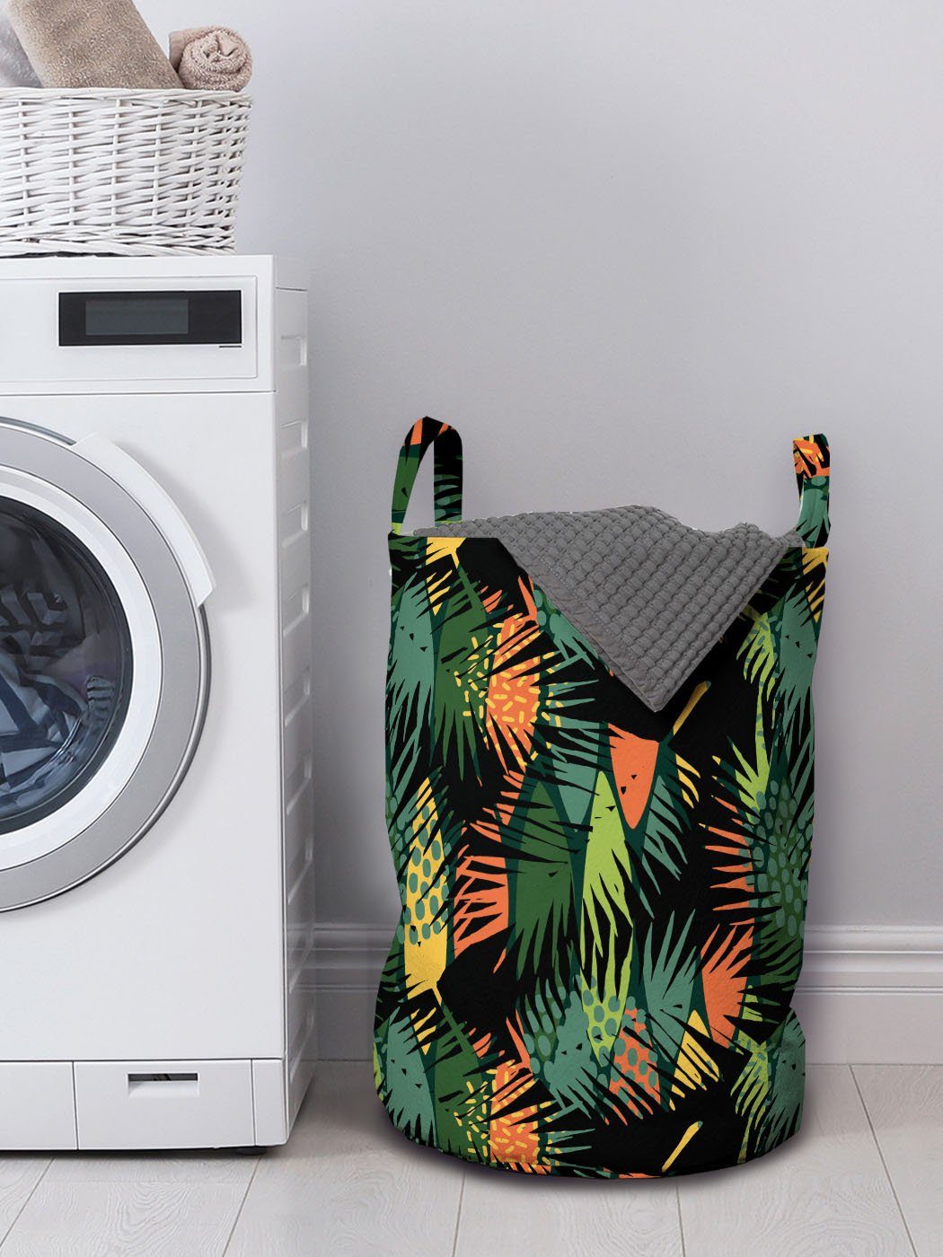 Abakuhaus Wäschesäckchen mit Wäschekorb Kordelzugverschluss Jungle drucken für Hawaiian Tropical Waschsalons, Griffen Blatt
