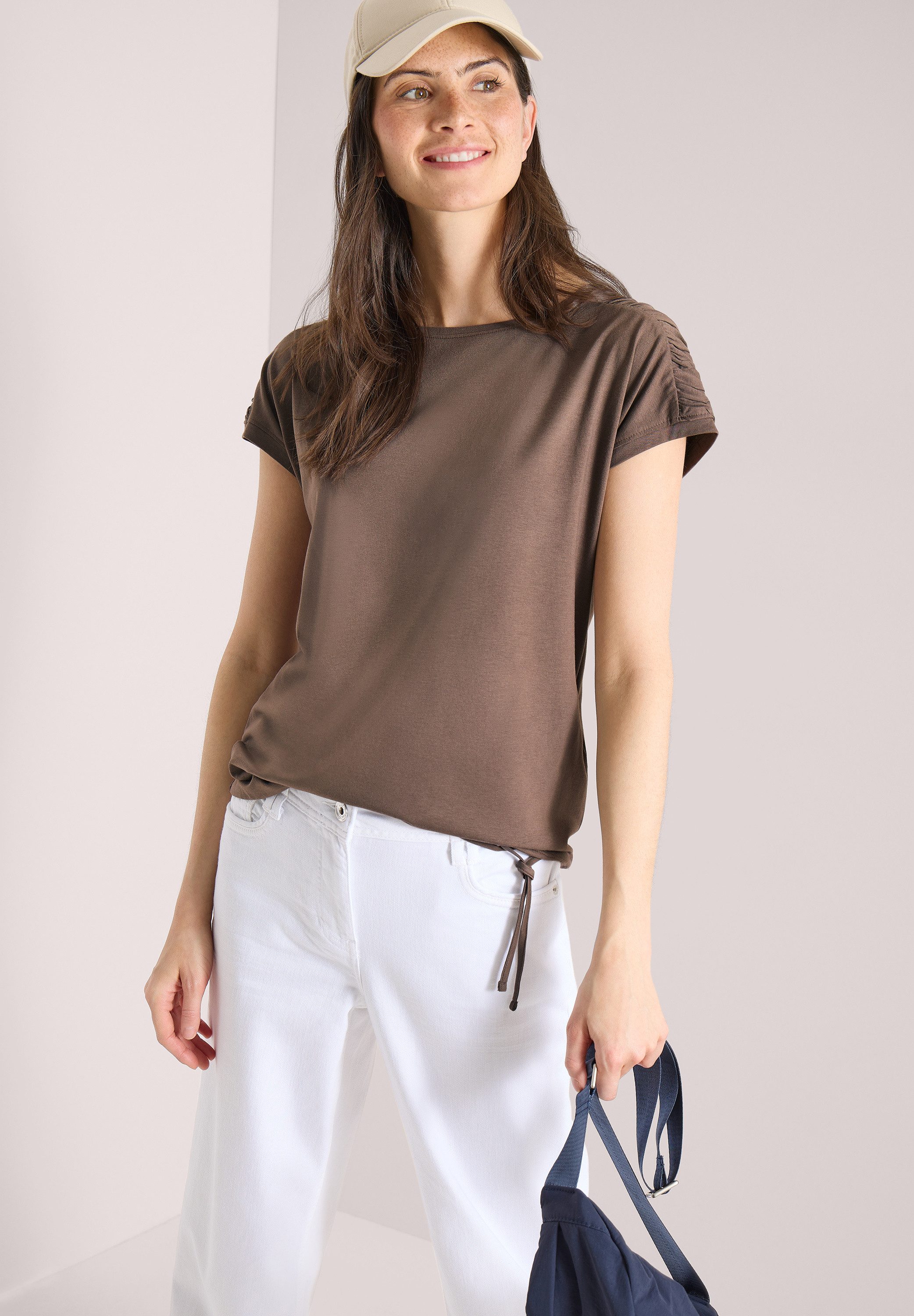 CECIL Rundhalsshirt mit Raffung günstig online kaufen