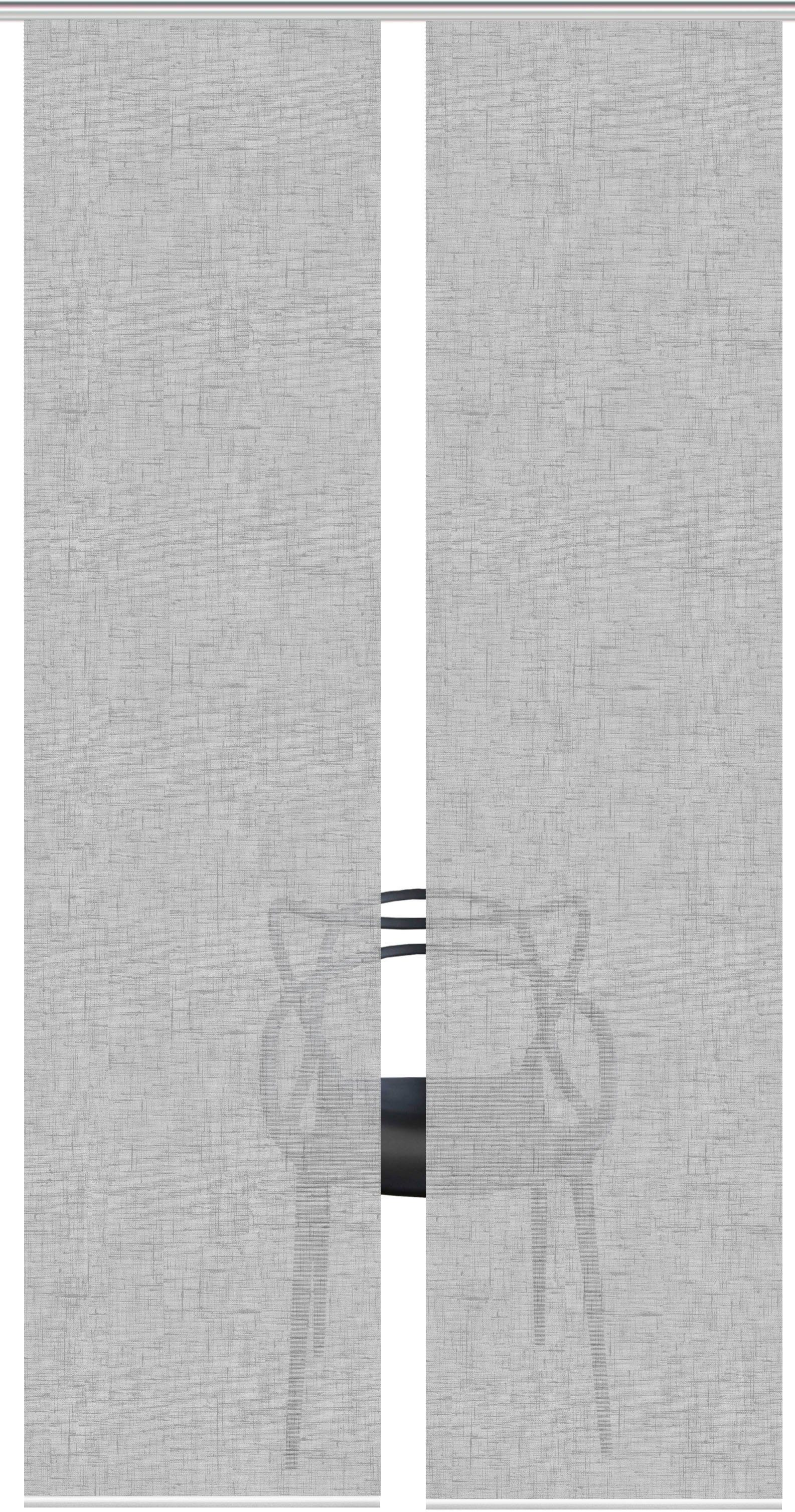 Vision S Schiebegardine PIVE 2er SET (2 St), Paneelwagen, halbtransparent, Schiebevorhang Digidruck 2er Set PIVE