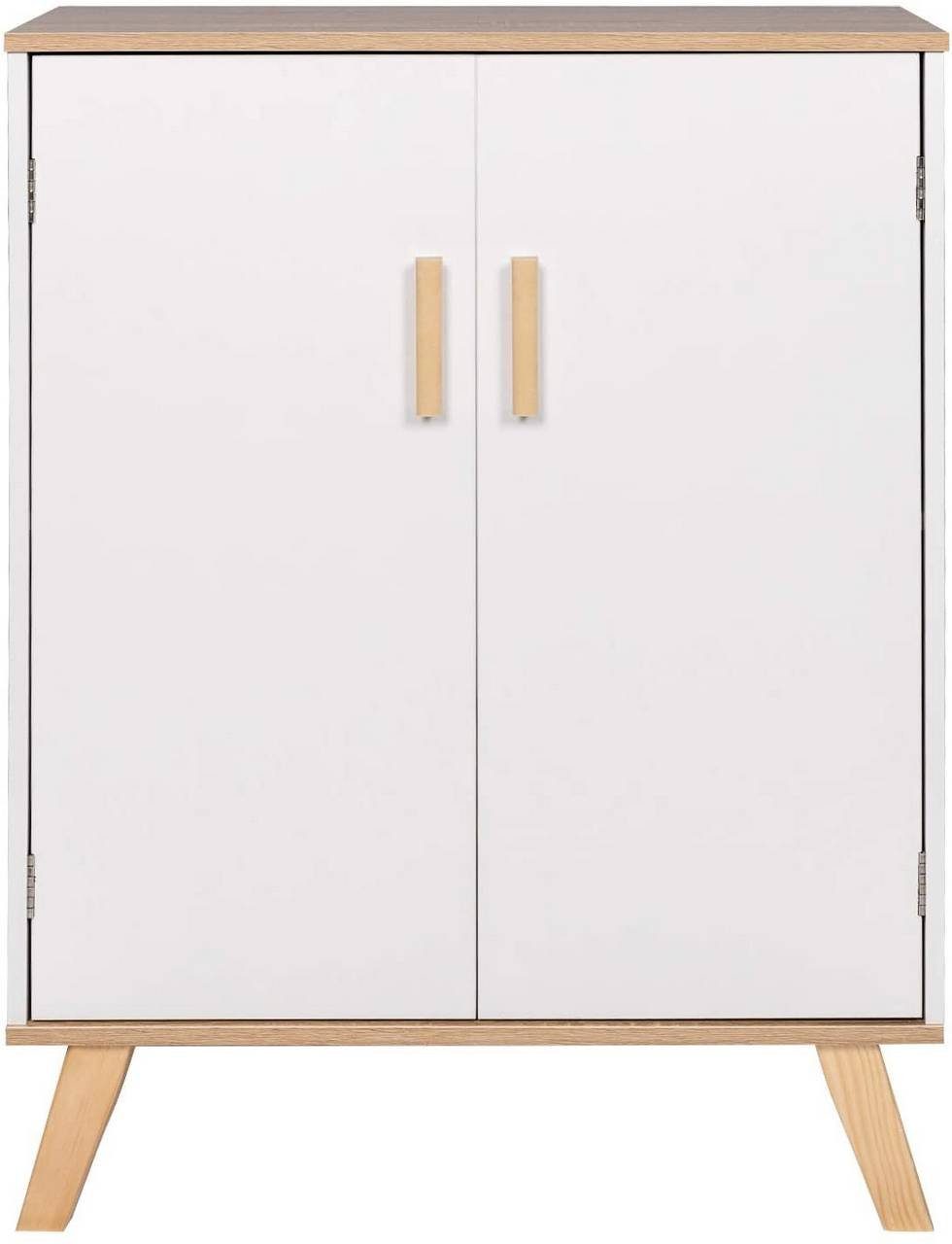 Woltu Badkommode, Badschrank mit 2 Türen 60x30x80cm weiß