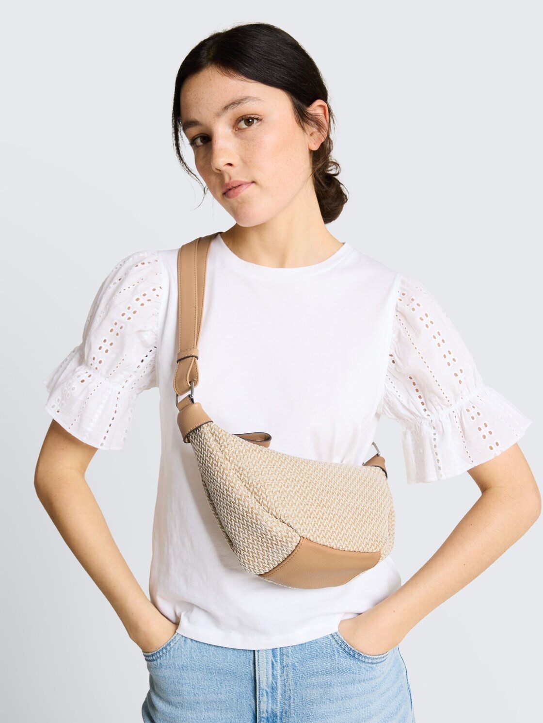 TOM TAILOR Denim Umhängetasche Bags, TTLIRIEL RAFFIA M Umhängetasche in Flecht-Optik