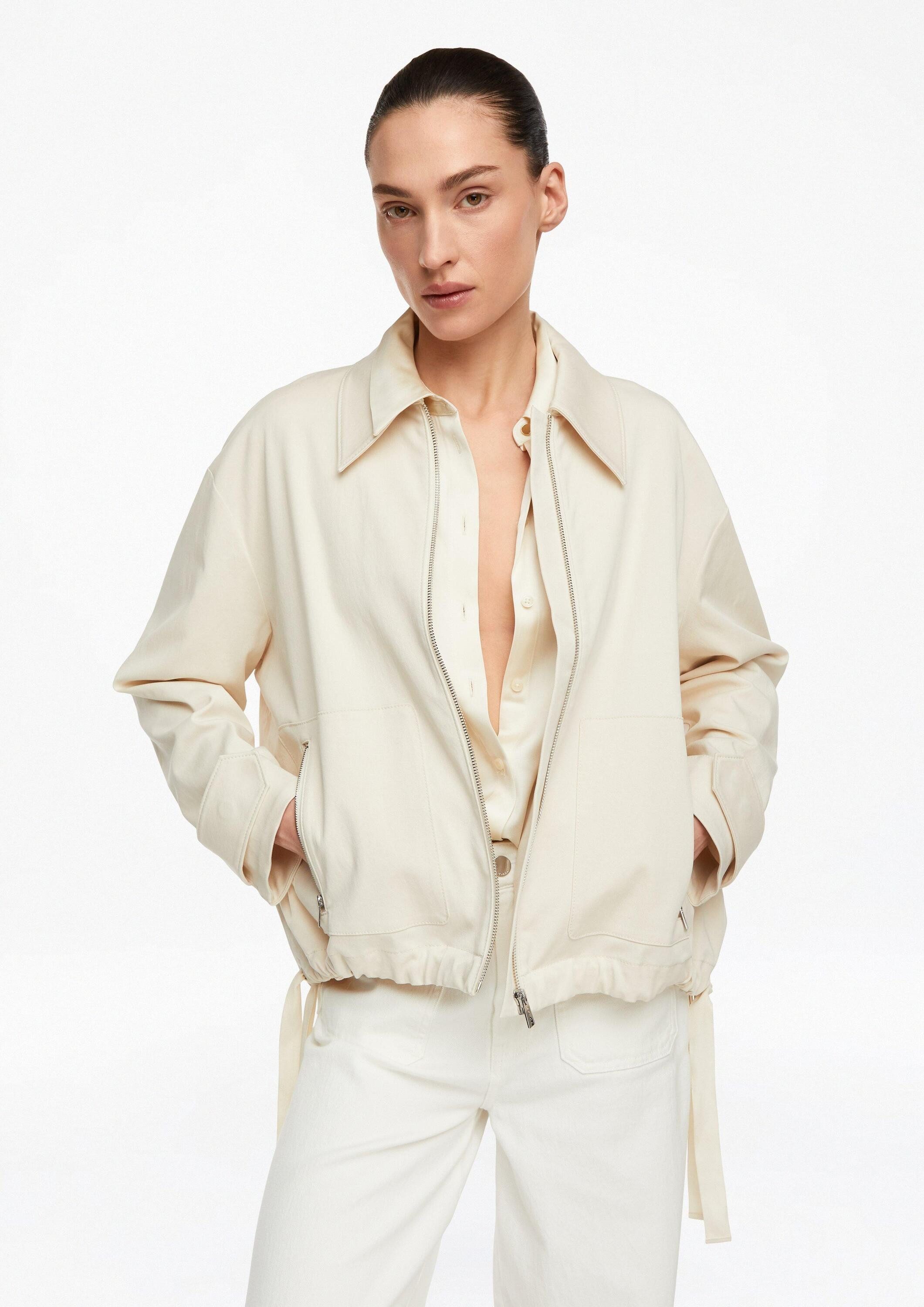 comma Funktionsjacke Indoor-Jacke Lyocell-Baumwoll-Jacke mit regulierbarer Saumweite