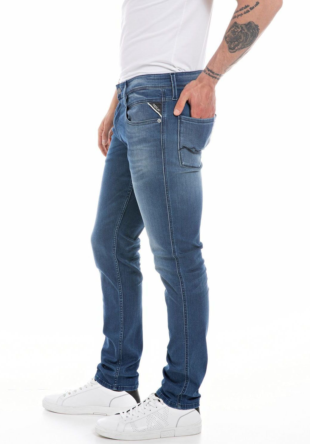 mid Replay Slim-fit-Jeans wash Anbass blue