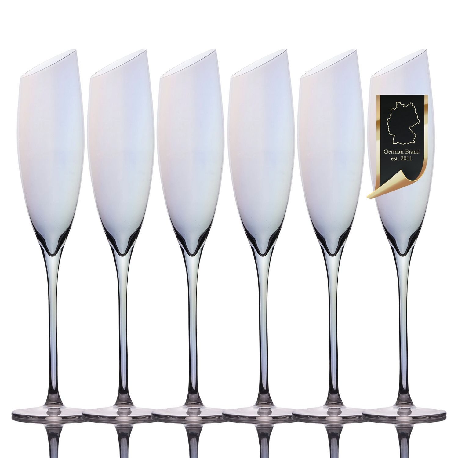Intirilife Sektglas, 6-tlg., Glas, Champagner Sekt Prosecco Gläser Set 150ml Regenbogen Schimmer (6-tlg)