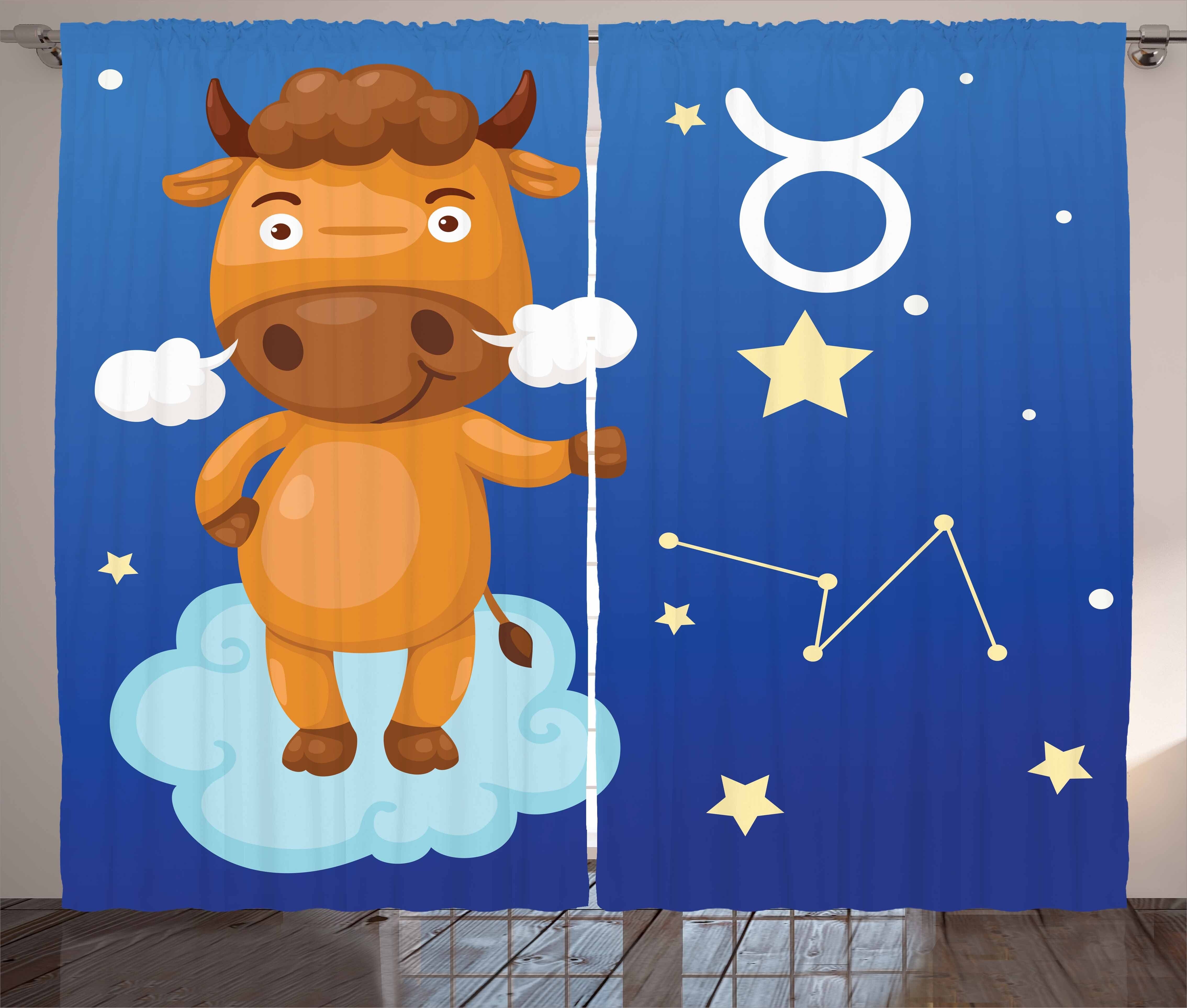Gardine Schlafzimmer Kräuselband Vorhang Bull Haken, auf Sternzeichen Wolke einer mit Abakuhaus, und Schlaufen Stier