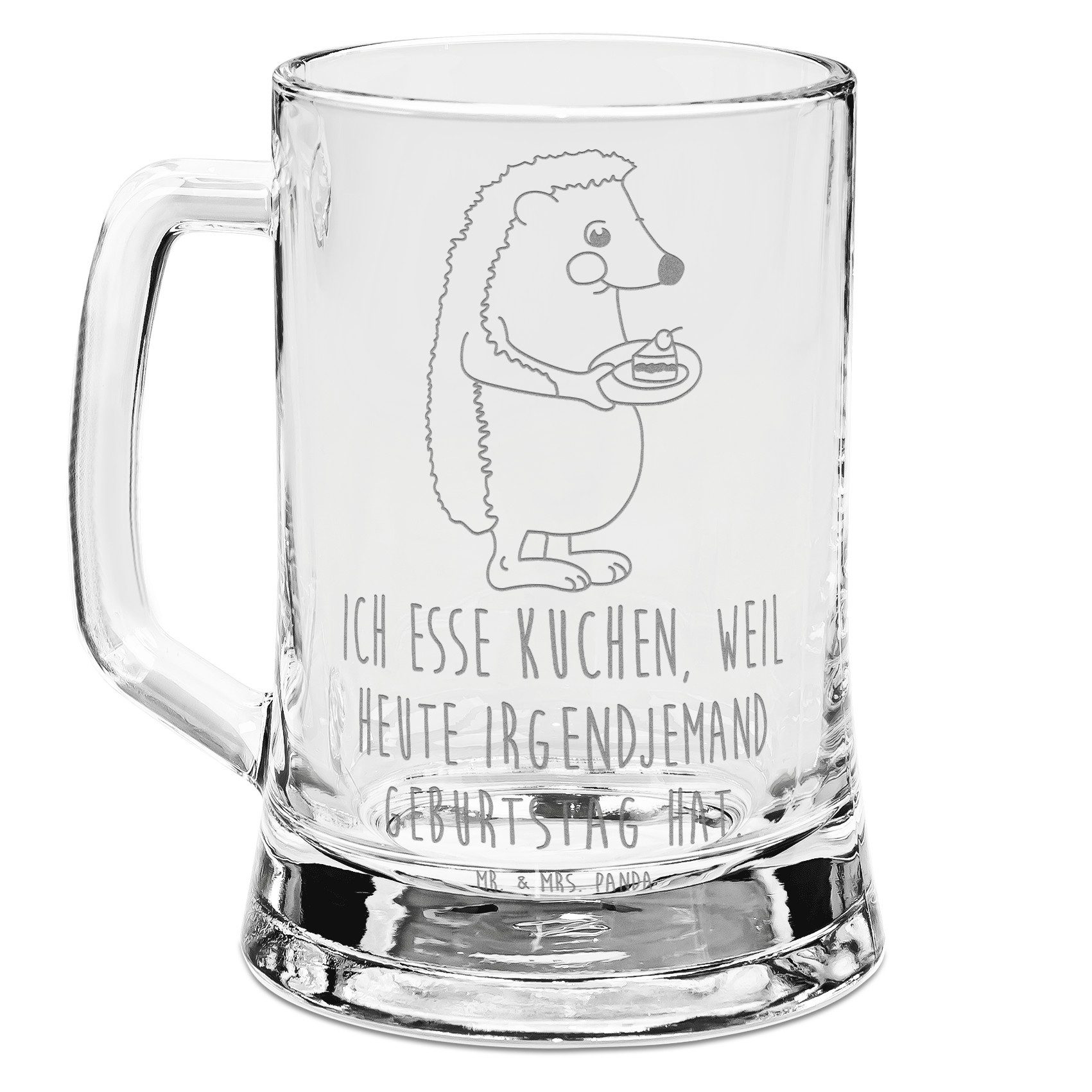 Mr. & Mrs. Panda Bierkrug Igel Kuchenstück - Transparent - Geschenk, Einladung Party, lustige S, Premium Glas, Lasergravur