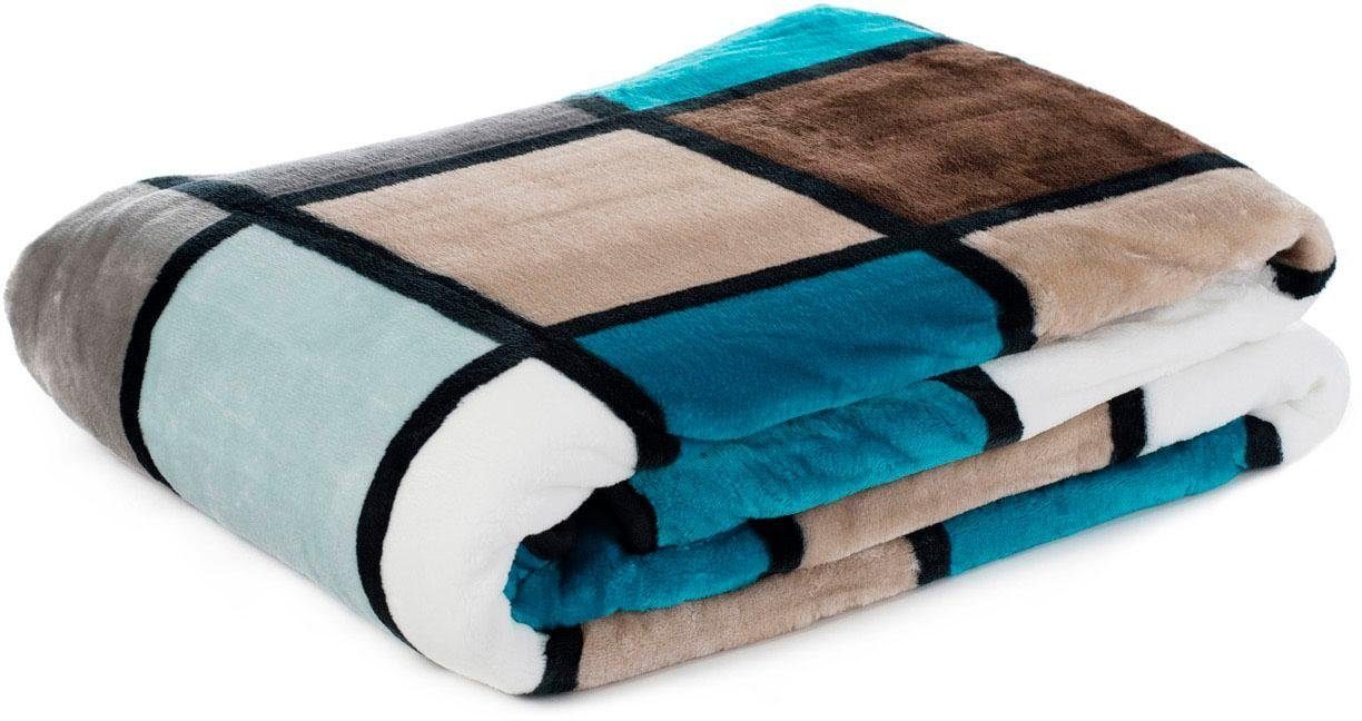 Wohndecke Antigua, Gözze, mit modernem Karo, Kuscheldecke, 150x200 cm günstig online kaufen