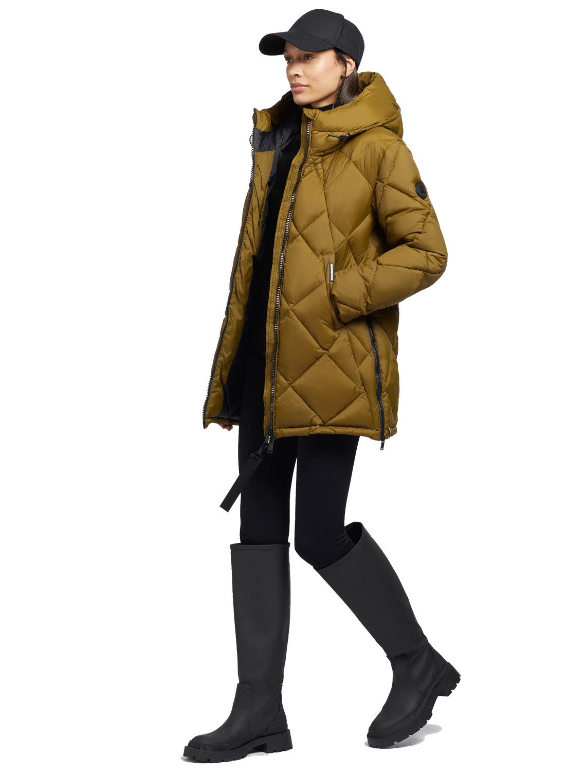 khujo Winterjacke Khujo Zalona Jacke (1-St) mit hoch schließender Kapuze und elastischem Kordelzug