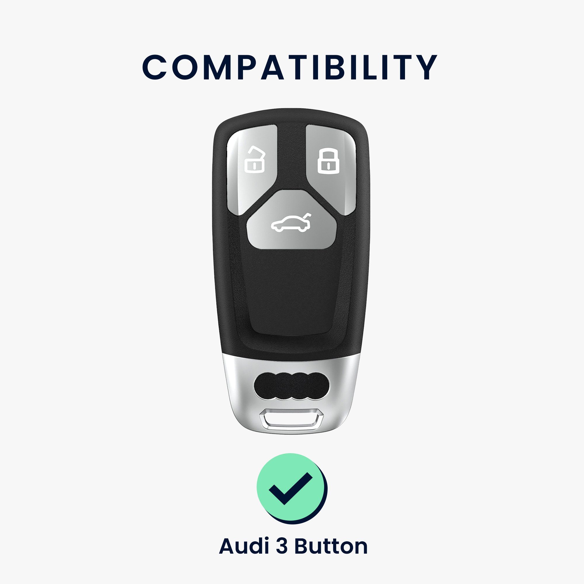 Autoschlüssel Schlüsseltasche Schlüssel kwmobile Hülle Silikon Schlüsselhülle Audi, Cover Weiß für Case matt