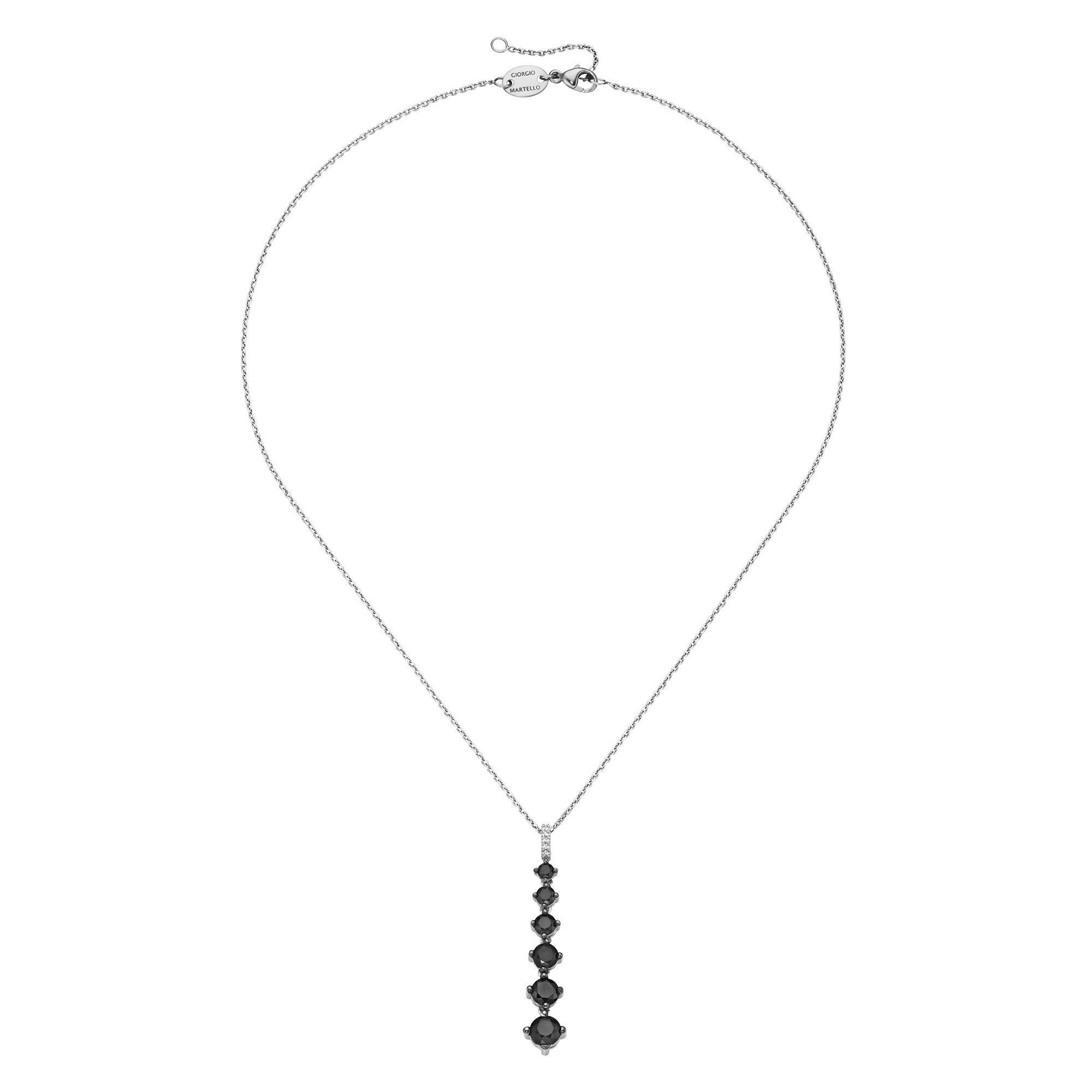 GIORGIO MARTELLO MILANO Kette mit Anhänger mit Zirkonia oder schwarzem Spinell, Silber 925/-