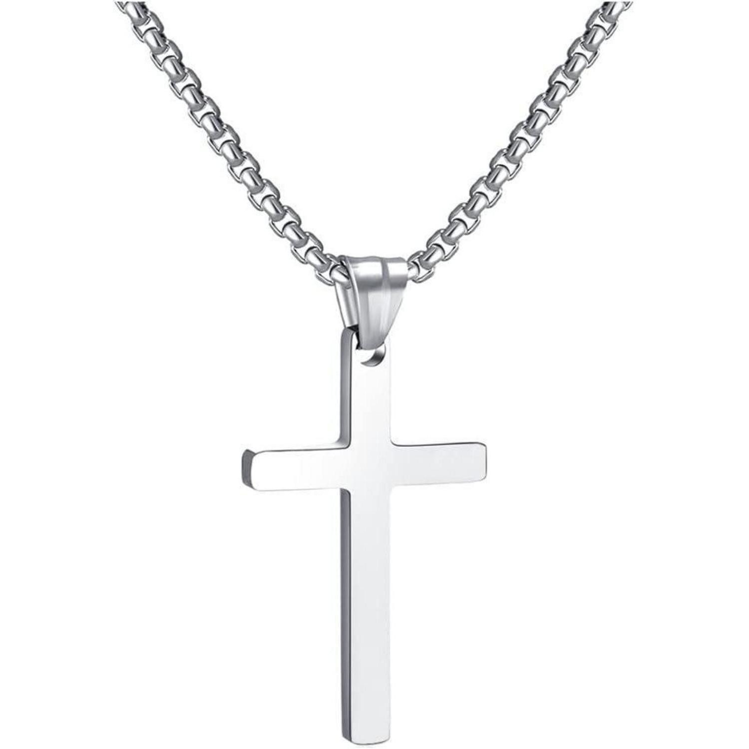Kreuzkette Kreuzkette Edelstahl Silber 0.6*1.0" 20 Zoll