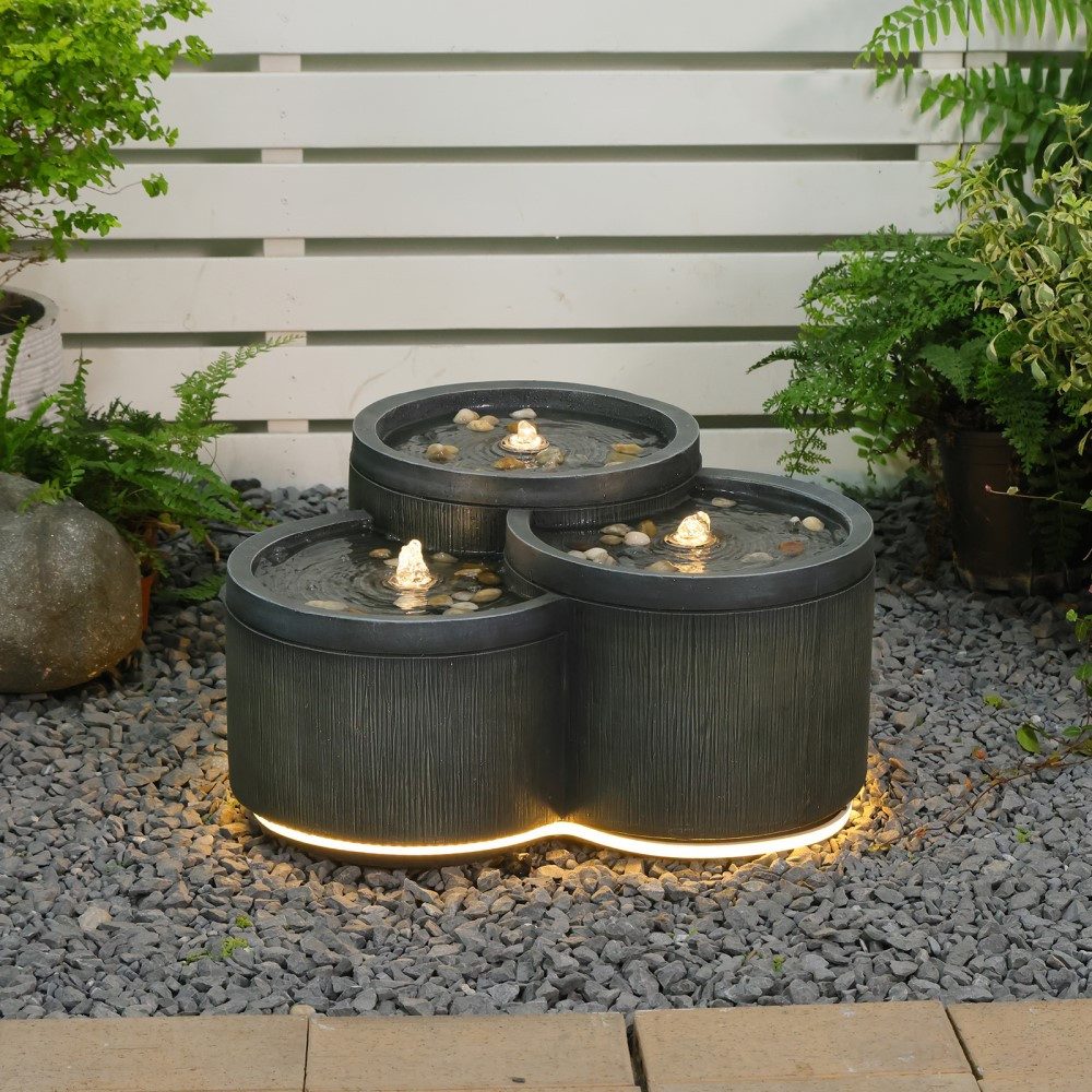 Wacredo Gartenbrunnen Premium Wasserspiel Komplettset Aruba, Wasserbecken BxT: 55x51 cm, Gesamtmaß: 55 x 51 x 28cm (L x B x H)