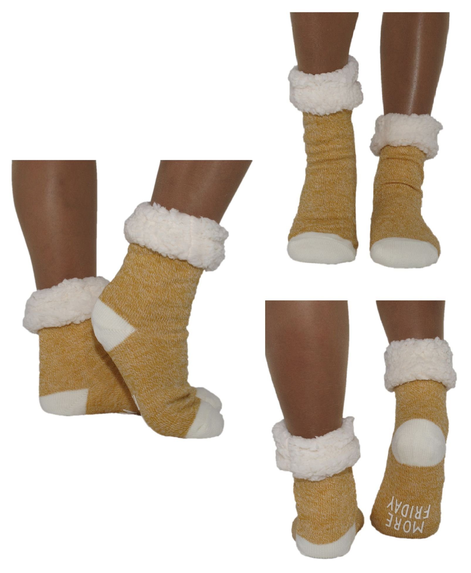 Antonio Haussocken Hüttensocken Haussocken Hüttenschuhe ABS Teddyfell Friday Gr 35-42