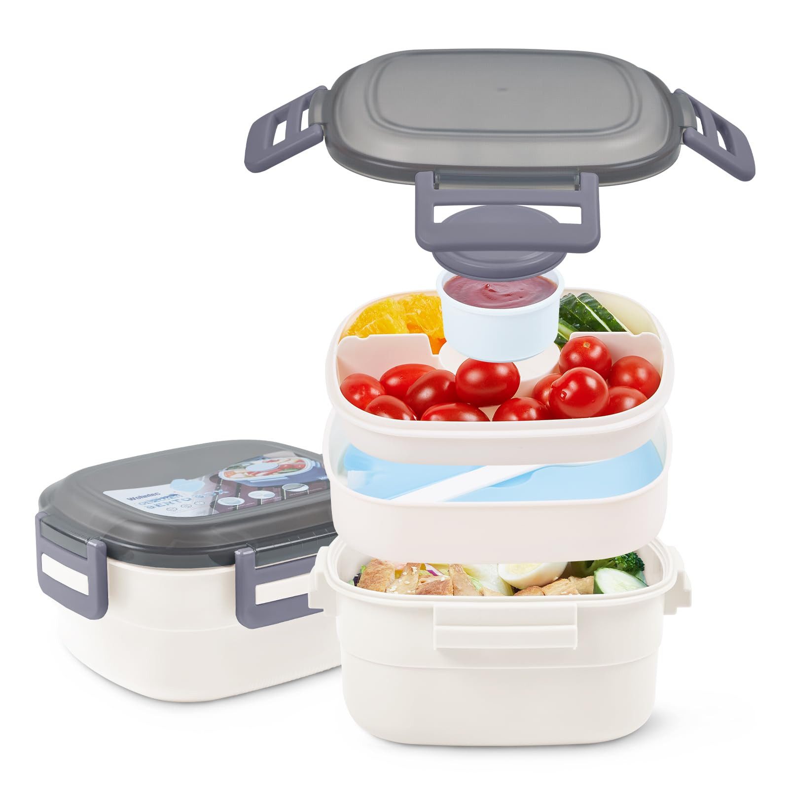 Wohntec Salatbox Salatbehälter Bento Box, 1600 ML Salatbox für Erwachsene Kinder