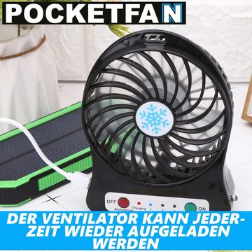 MAVURA Tischventilator POCKETFAN Mini Ventilator Akku Tischventilator Ventilator USB leise, Computer Notebook Laptop USB Lüfter Miniventilator