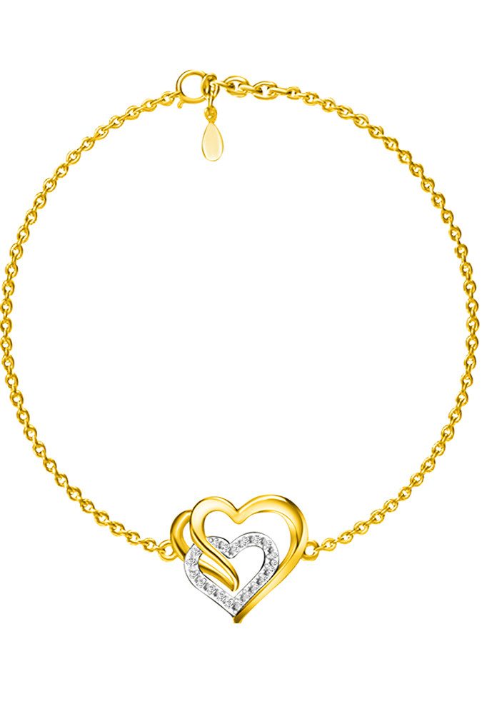 Valentinstagsgeschenk Limana Armband verstellbar 925 Silber gold Herz Damen Frauen Schmuck (Geburtstag Hochzeitstag Jahrestag, inkl. Schmuckdose Weihn