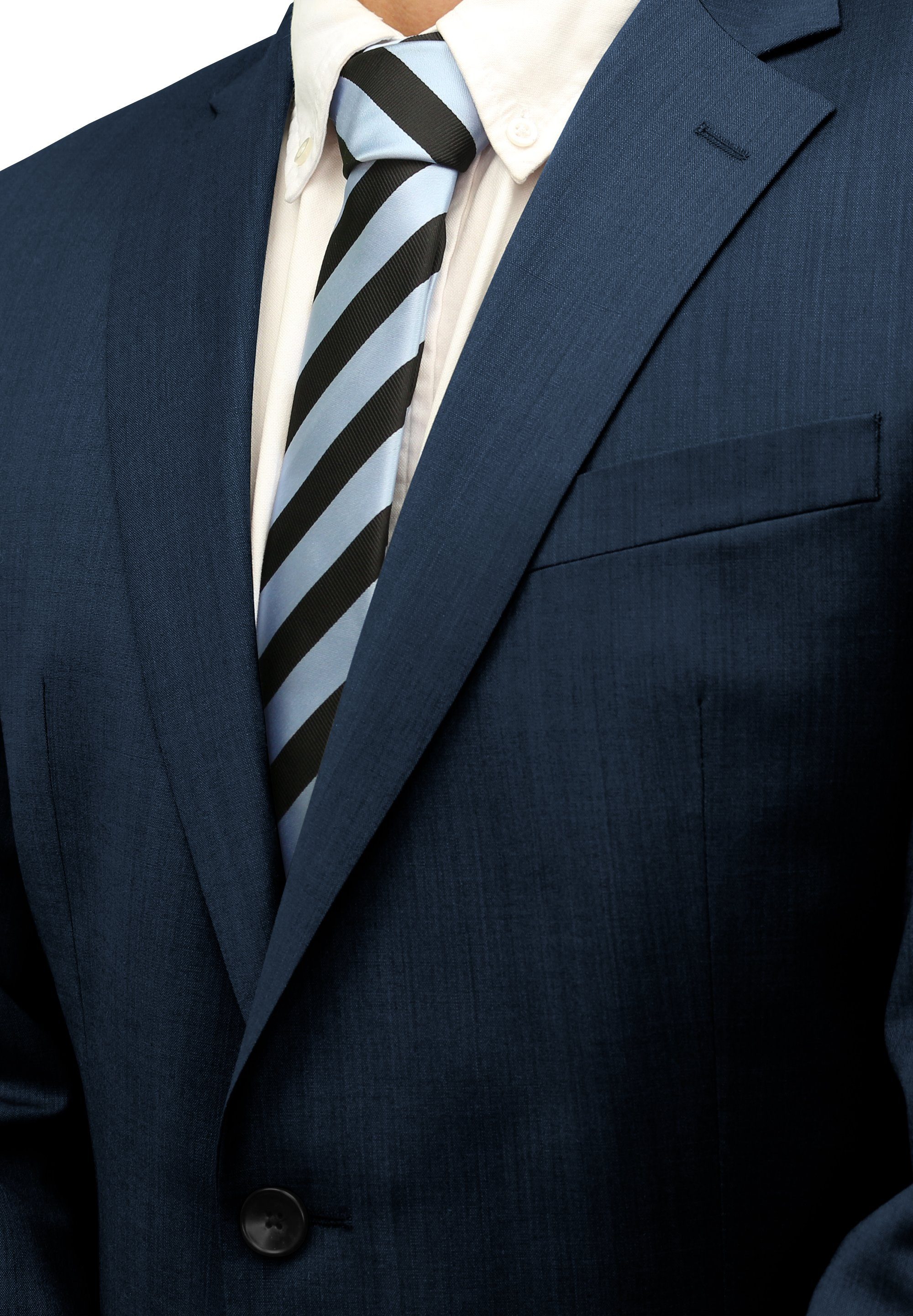 Fabio Farini Krawatte gestreifte (6cm), oder Box, Streifen mit 8cm 6cm in (ohne Tie Schmal Herren Schwarz/Himmelblau Breite - Gestreift) Krawatte