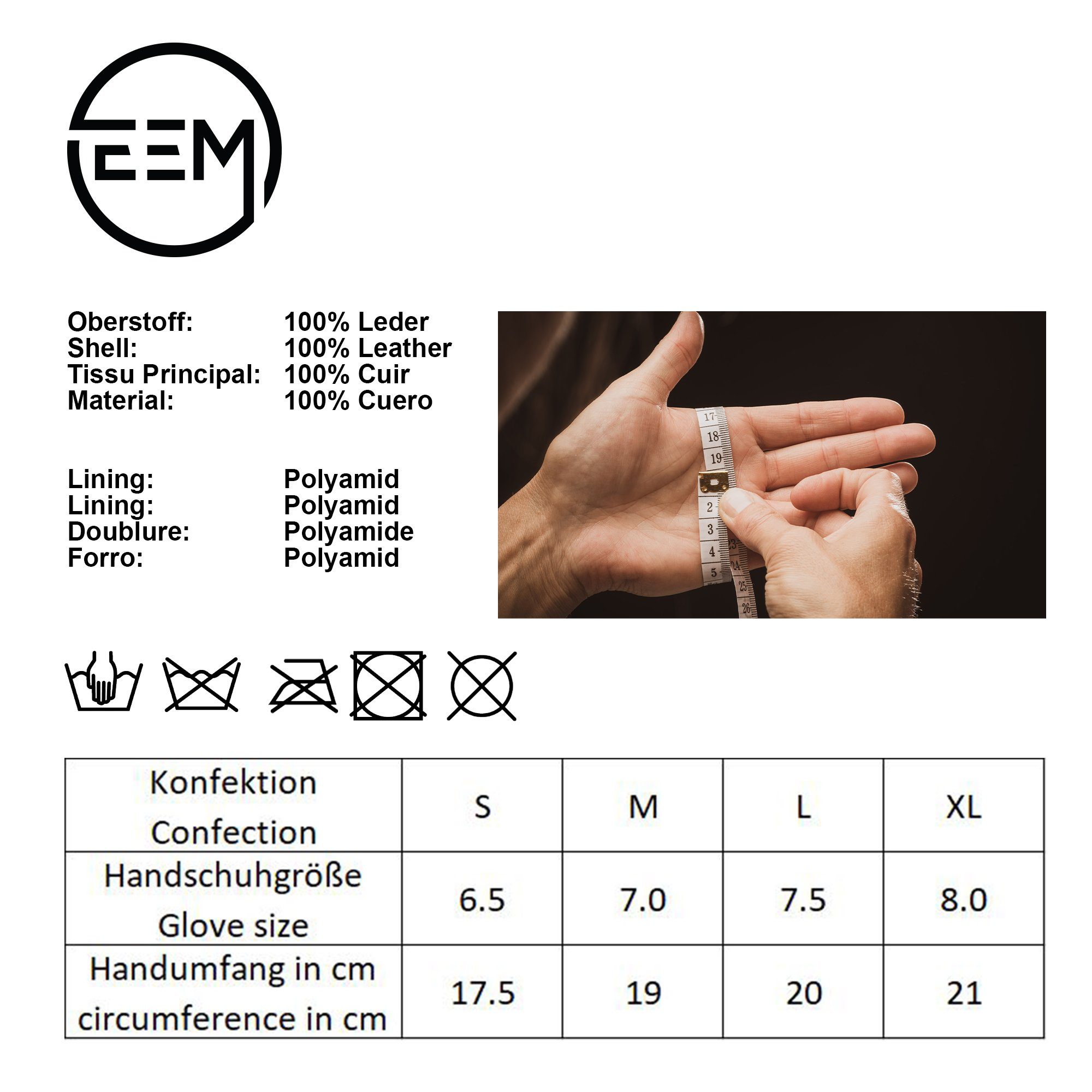 EEM Damen-1527 Lederhandschuhe