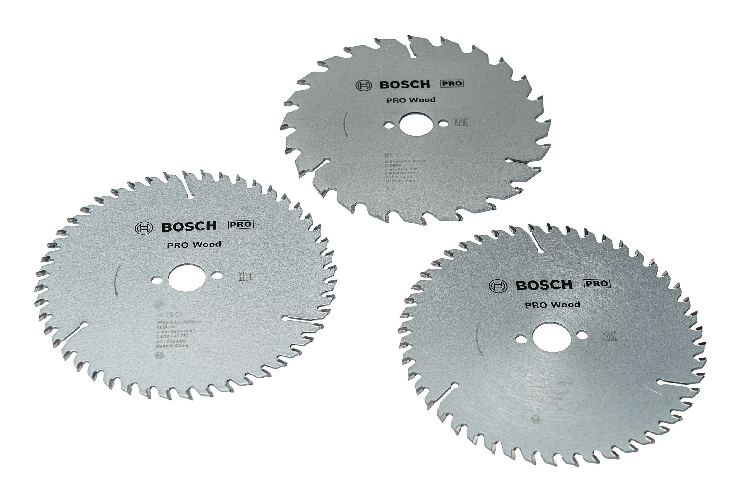 BOSCH Kreissägeblatt Pro Wood (3 Stück), Wood 160 mm, Promo-Pack - 3er Pack