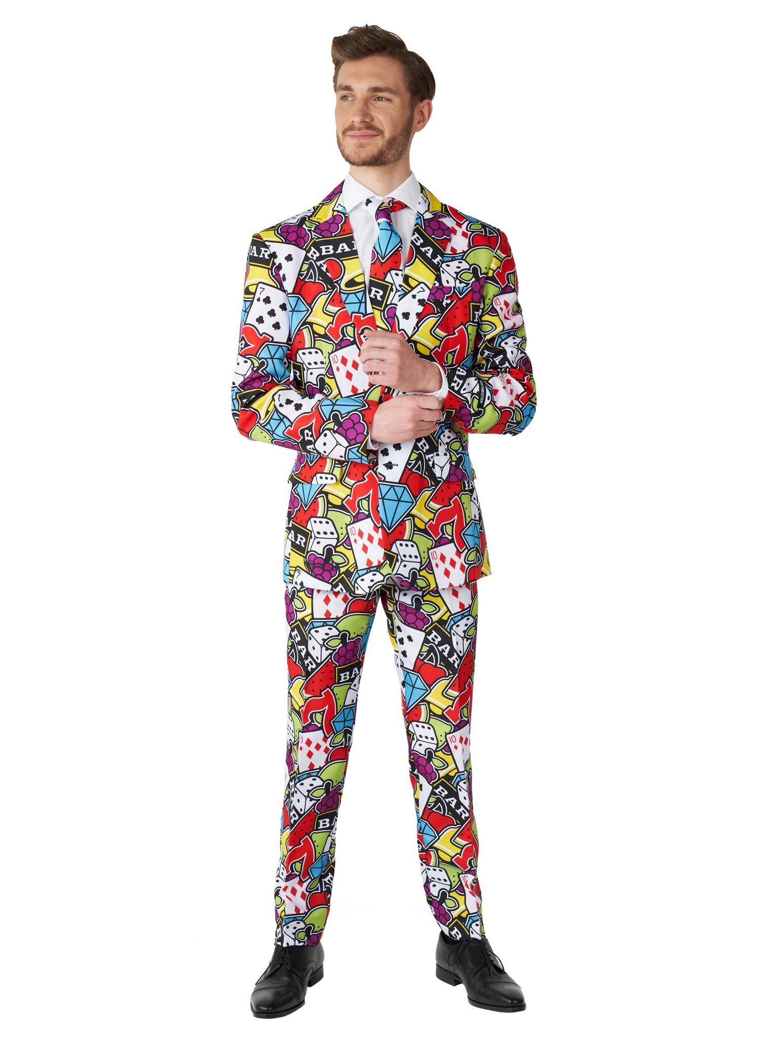 SuitMeister Partyanzug Casino Icons Kostüm Anzug - für Karneval Fasching, Wäre dieser Anzug eine E-Mail, wäre sie sicher im Spam-Ordner!