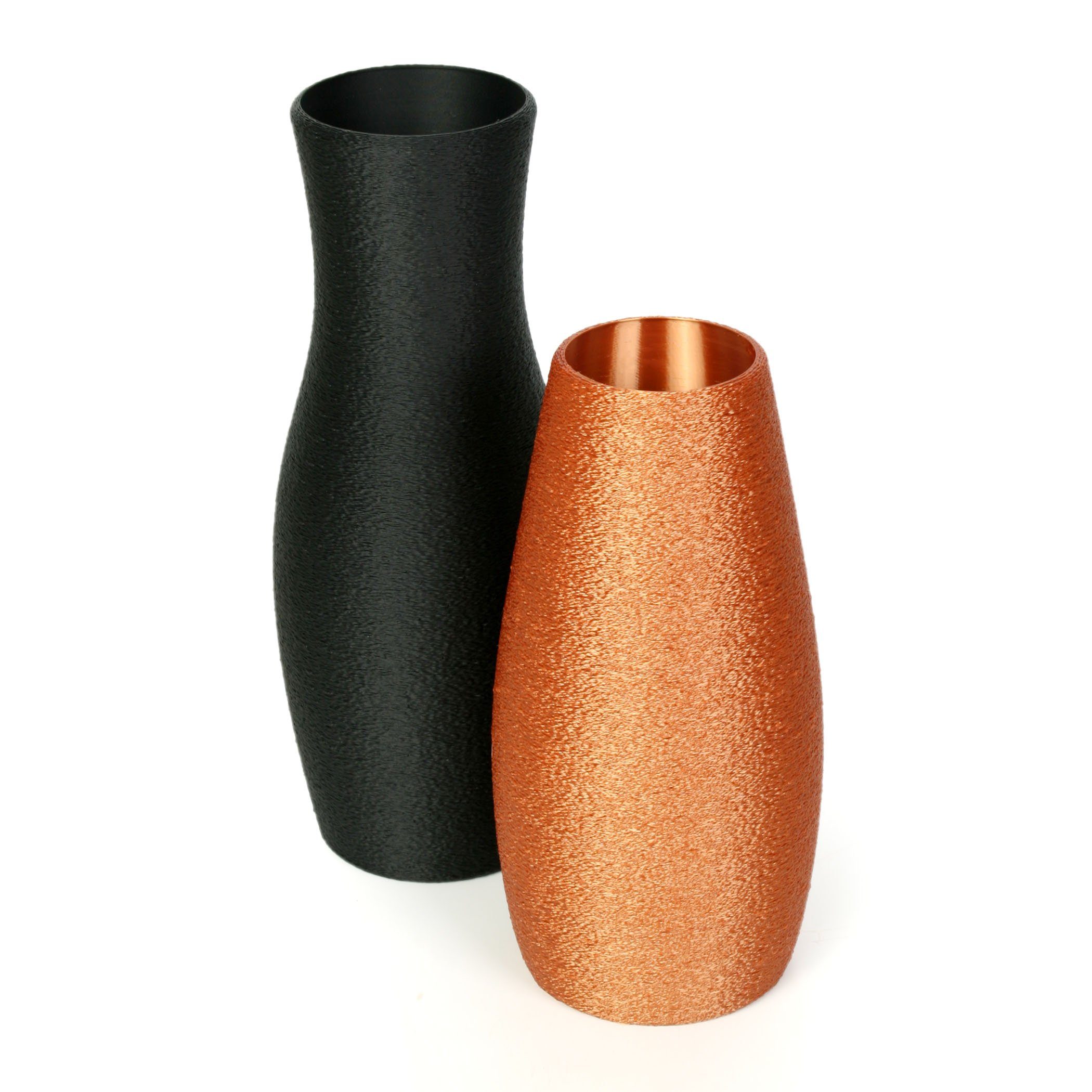 Kreative Feder Dekovase Designer Vasen-Set – Dekorative Blumenvasen aus Bio-Kunststoff (Set, Set bestehend aus 2 Vasen), aus nachwachsenden Rohstoffen; wasserdicht & bruchsicher Schwarz & Bronze | Dekovasen