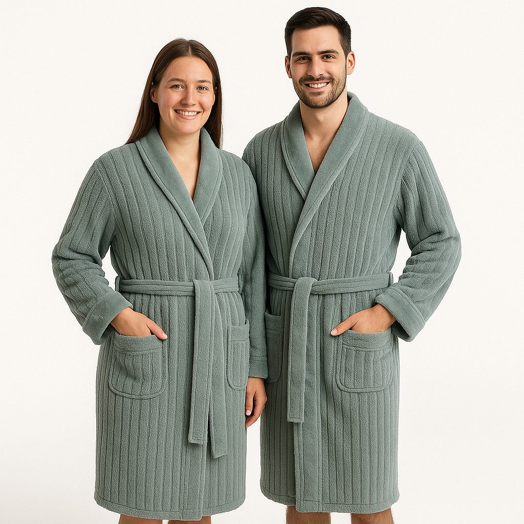 Betz Bademantel Microfaser mit Schalkragen - MALMÖ - für Herren und Damen, Gürtel