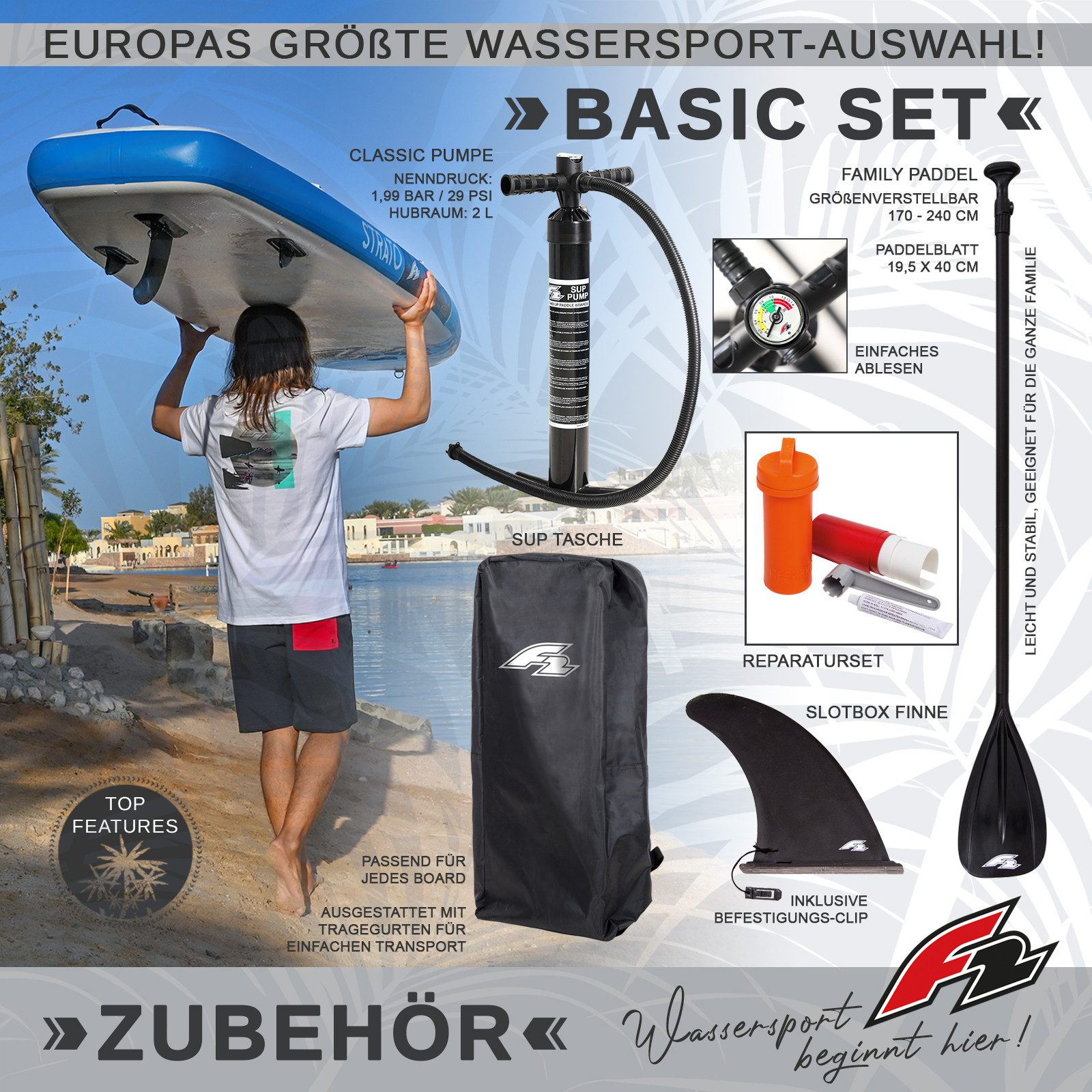 F2 SUP-Board F2 SUP Stand Up Paddle Board Aloha 12'2'' Rot 2024, Stand up paddle board