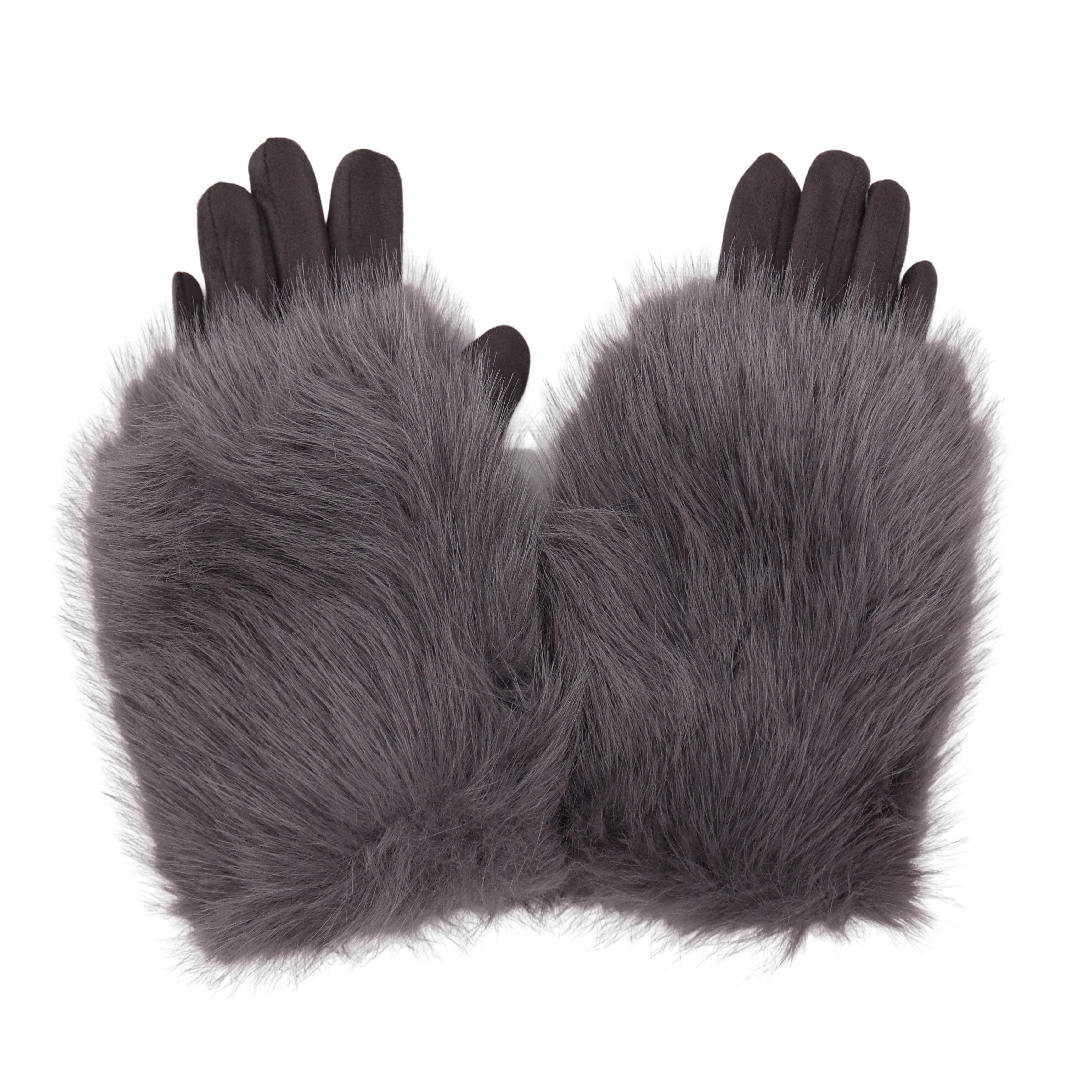 Thermohandschuhe Damen Handschuhe aus Kunstfell 2 in 1