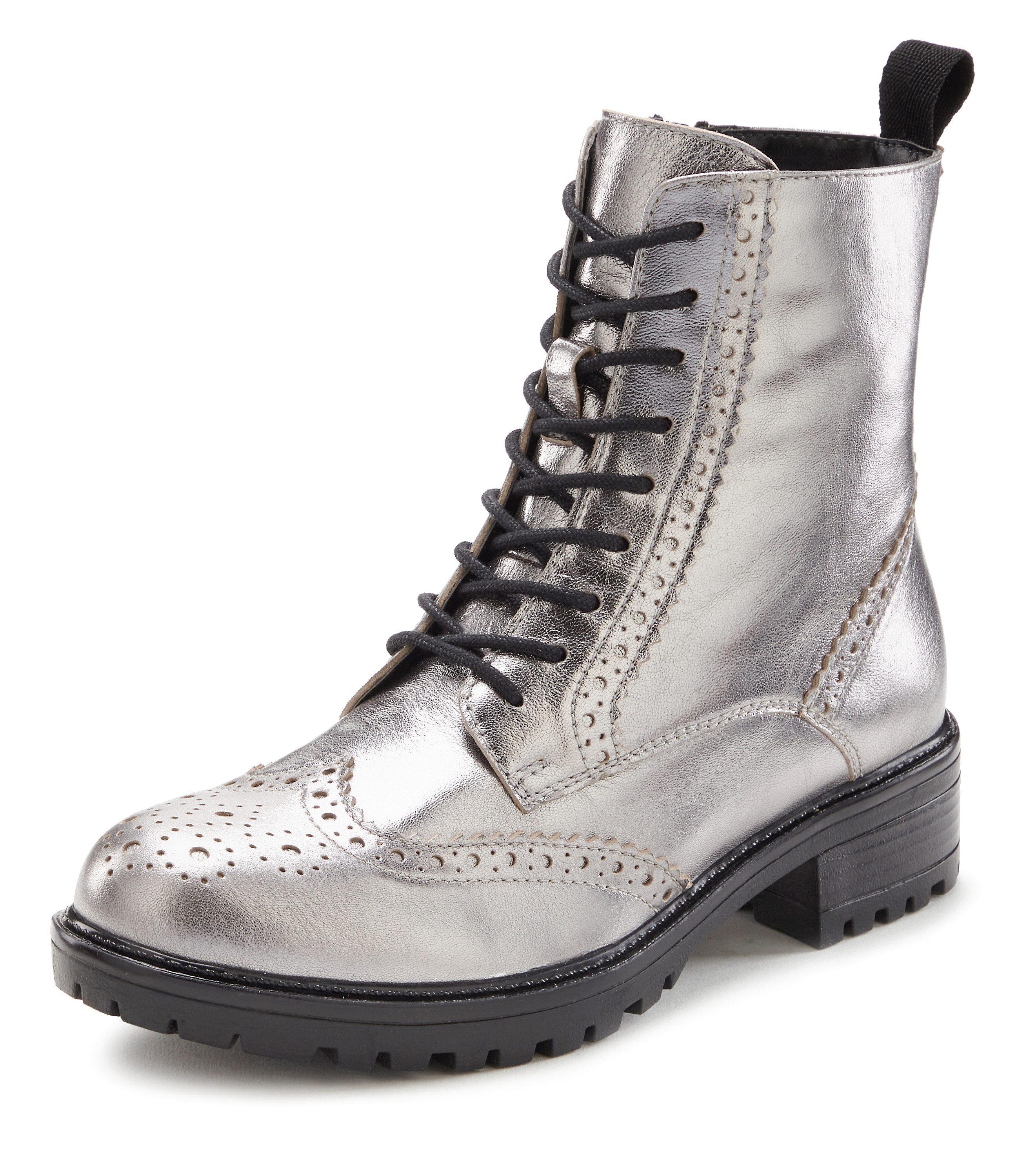 LASCANA Schnürboots Schnürstiefelette, Ankle Boots, Leder, Schnüren & Reißv günstig online kaufen