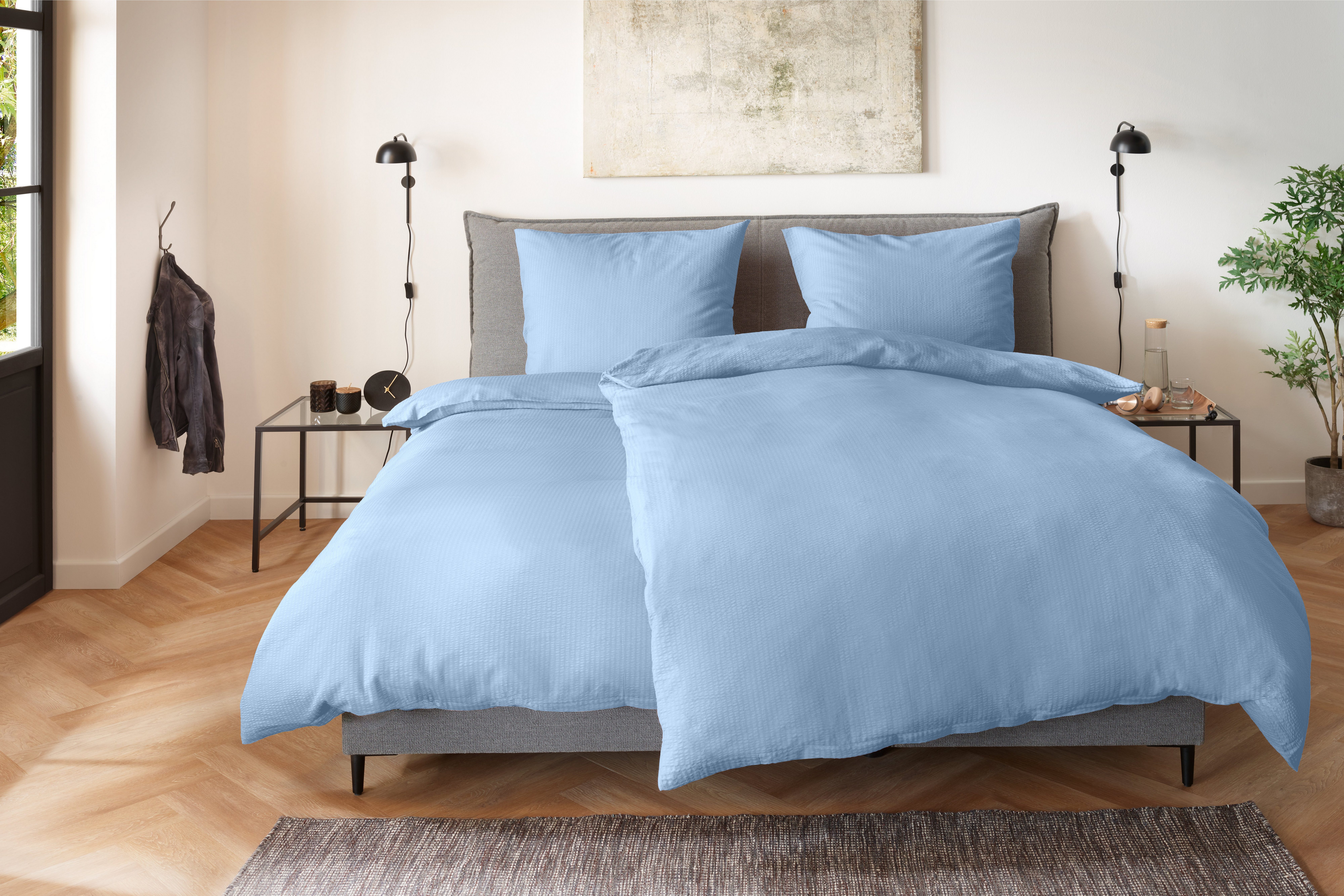 Primera Bettwäsche Soft-Seersucker-Bettwäsche Uni, Soft-Seersucker, 2 teilig