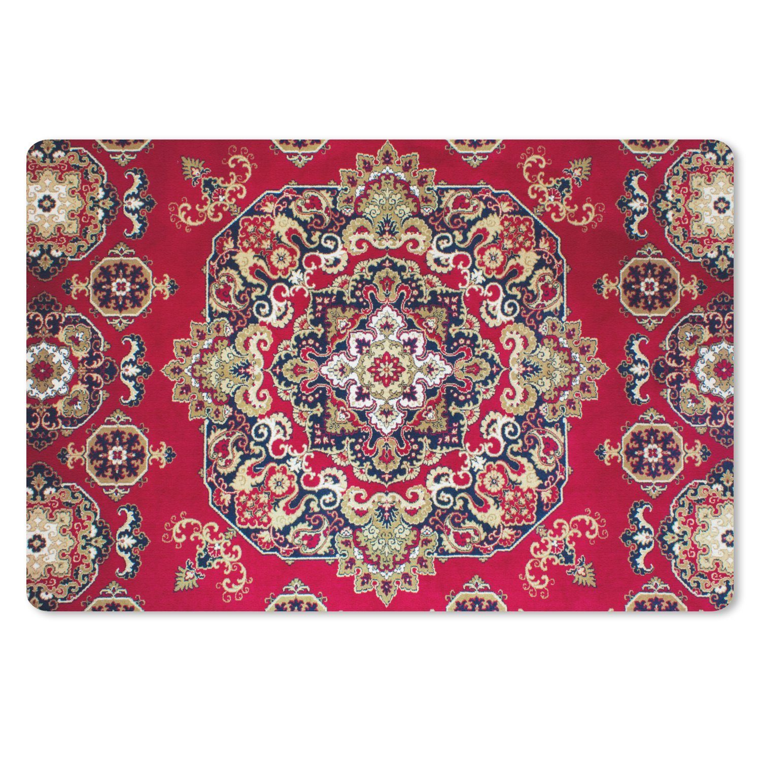 MuchoWow Mauspad Persische Teppiche - Teppiche - Mandala - Rot (1-St), Büro für Tastatur und Maus, Mousepad Gaming, Desk Mat, 60x40 cm