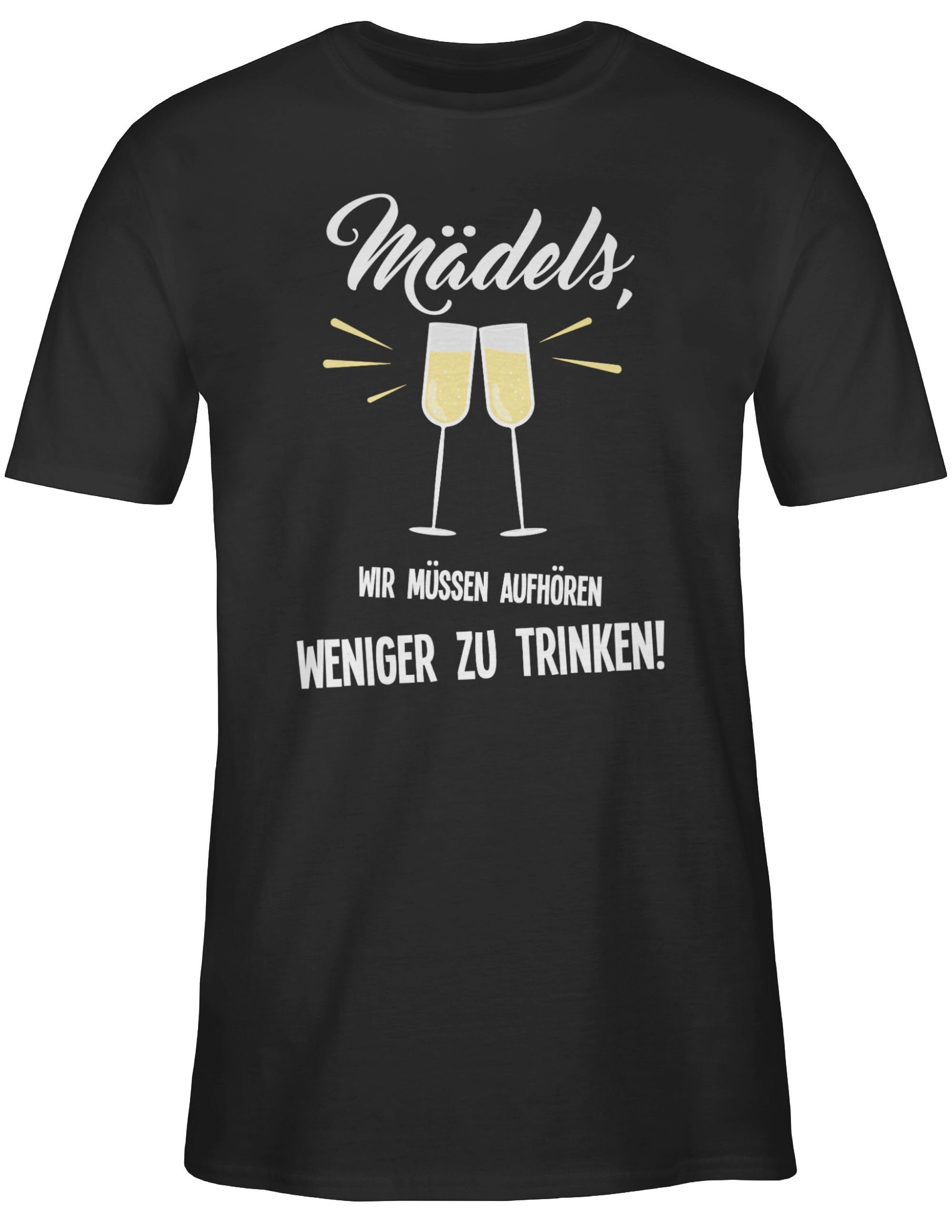 Shirtracer T-Shirt Mädels Wir müssen aufhören weniger zu trinken Sprüche Statement 1 Schwarz