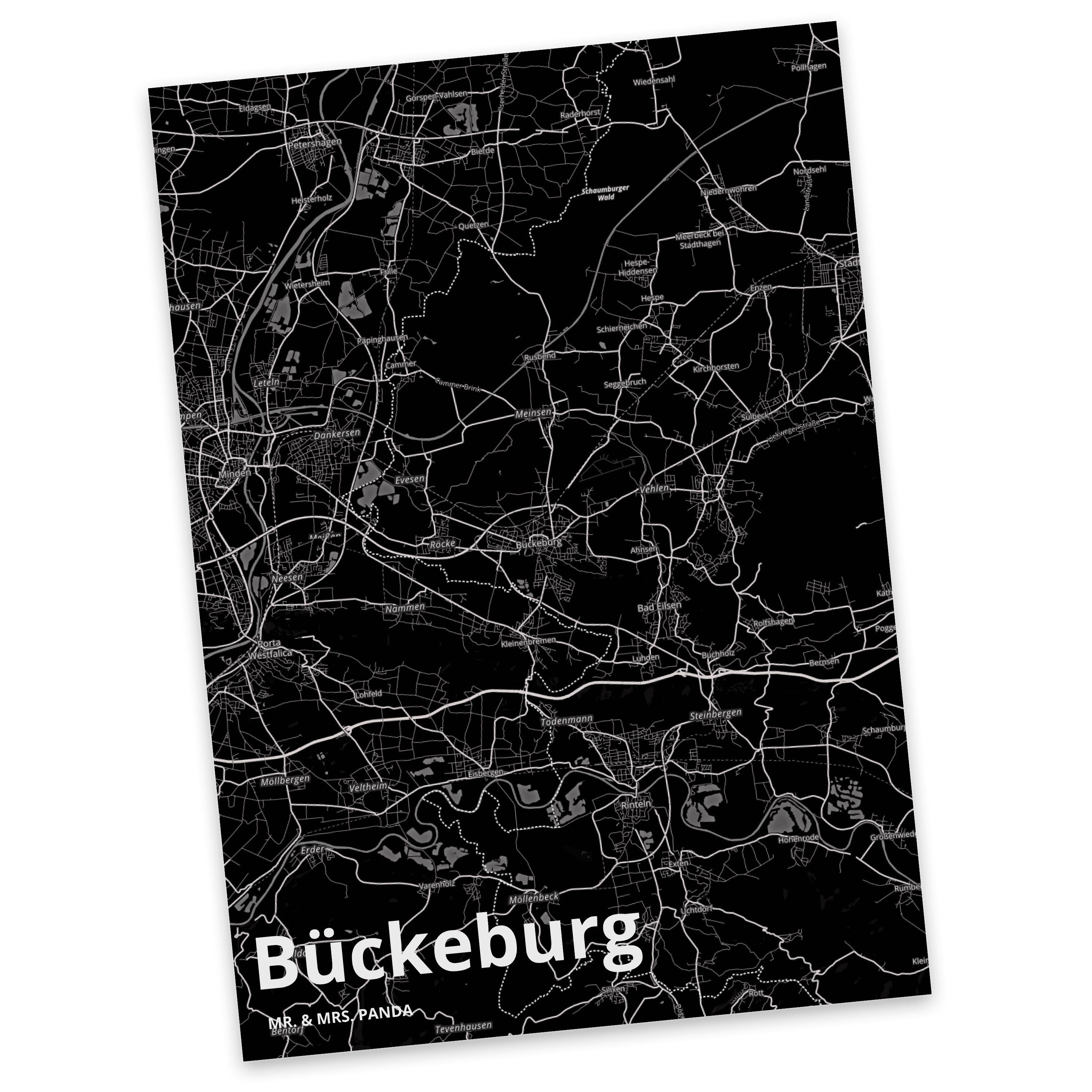 Postkarte Dorf, Dankeskarte Bückeburg - Stadt, Mrs. Mr. Geschenkkarte, Panda & Geschenk, Städte,