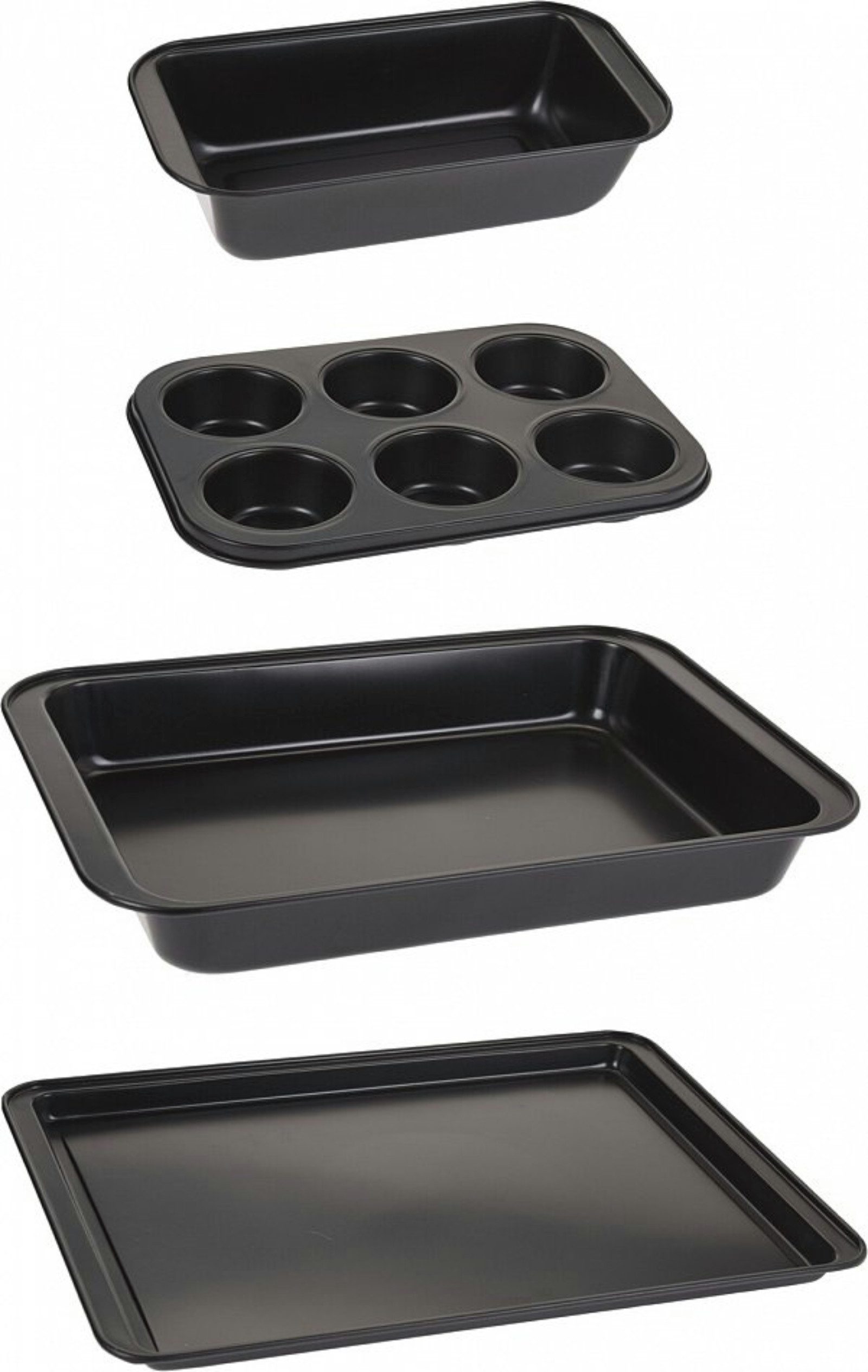 Koopman Backform Backform-Set Backblech Muffinform Schwarz Kuchenform 4tlg, (4-tlg), Metall, Backutensilien, Schwarz, Kochutensilien, Robust