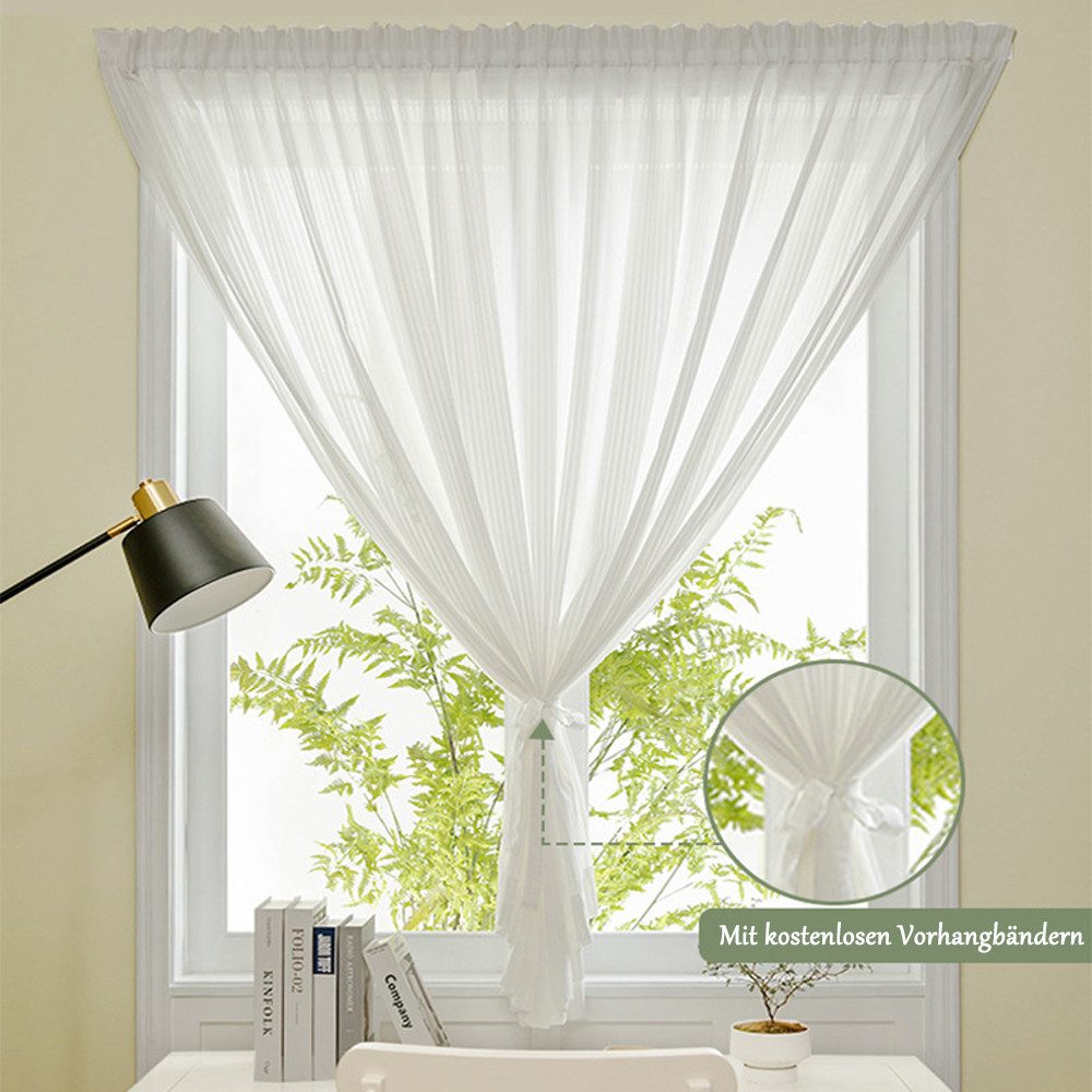 Zyronn Vorhang Selbstklebende Gardinen Weiß 2er Set – Transparenter Sichtschutz, Lichtfilternd, Ohne Bohren, Mit Klettverschluss – Bild 2 von 5
