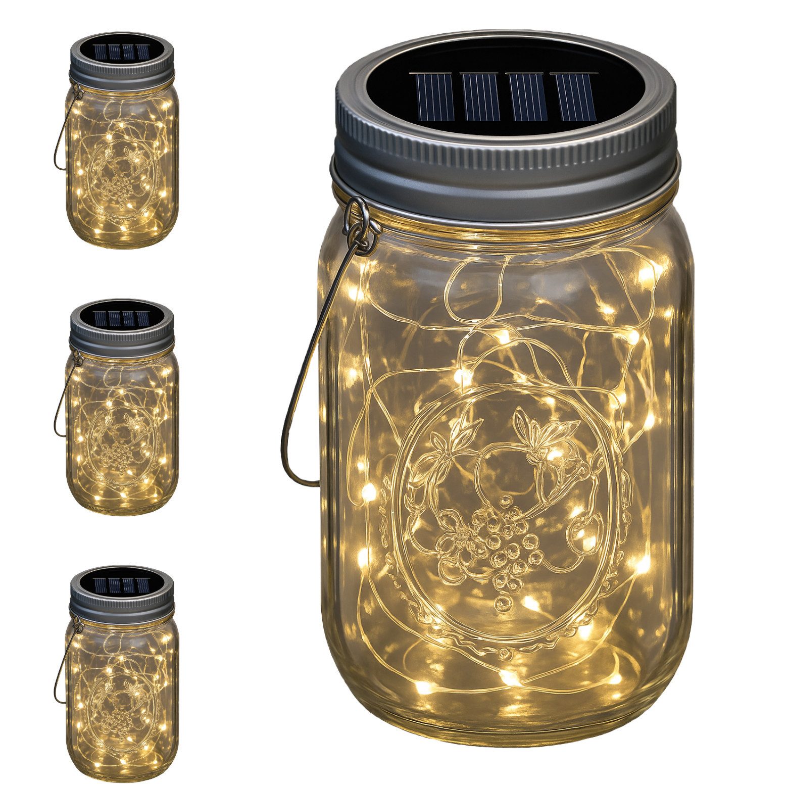 INTERGARDEN LED Solarleuchte 3er Set Solarlampe Einmachglas inkl. Akku – wa günstig online kaufen