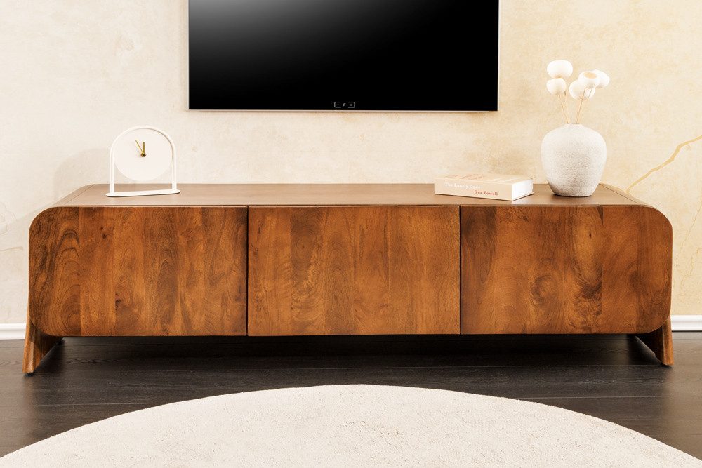 riess-ambiente TV-Board BRASIL 160 cm braun – Massivholz, Mangoholz, drei Fächer (Einzelartikel, 1 St), praktisches Lowboard mit 3 Fächern – ideal für Wohn- und Schlafzimmer