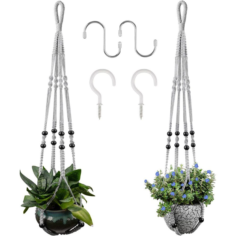 NUODWELL Blumenampel 2 Stück Makramee Blumenampel Boho Deko Baumwollseil Hä günstig online kaufen