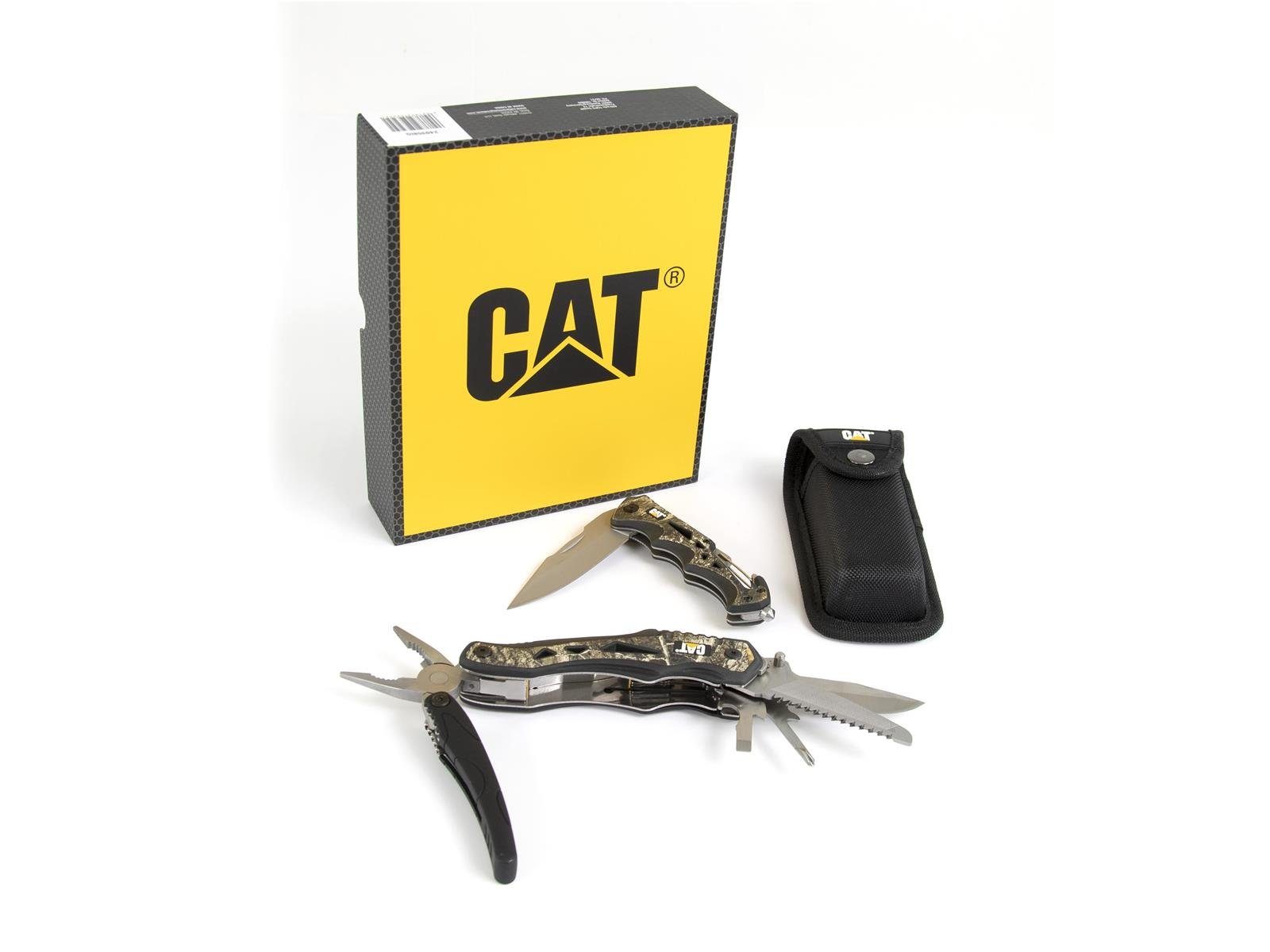 CATERPILLAR Taschenmesser CAT Multitool mit Sicherheitshammer (Set), Multitool, BOX mit in Taschen, 10 Gürteltasche, Klappmesser 1 Glasfasergriff, 2er Set