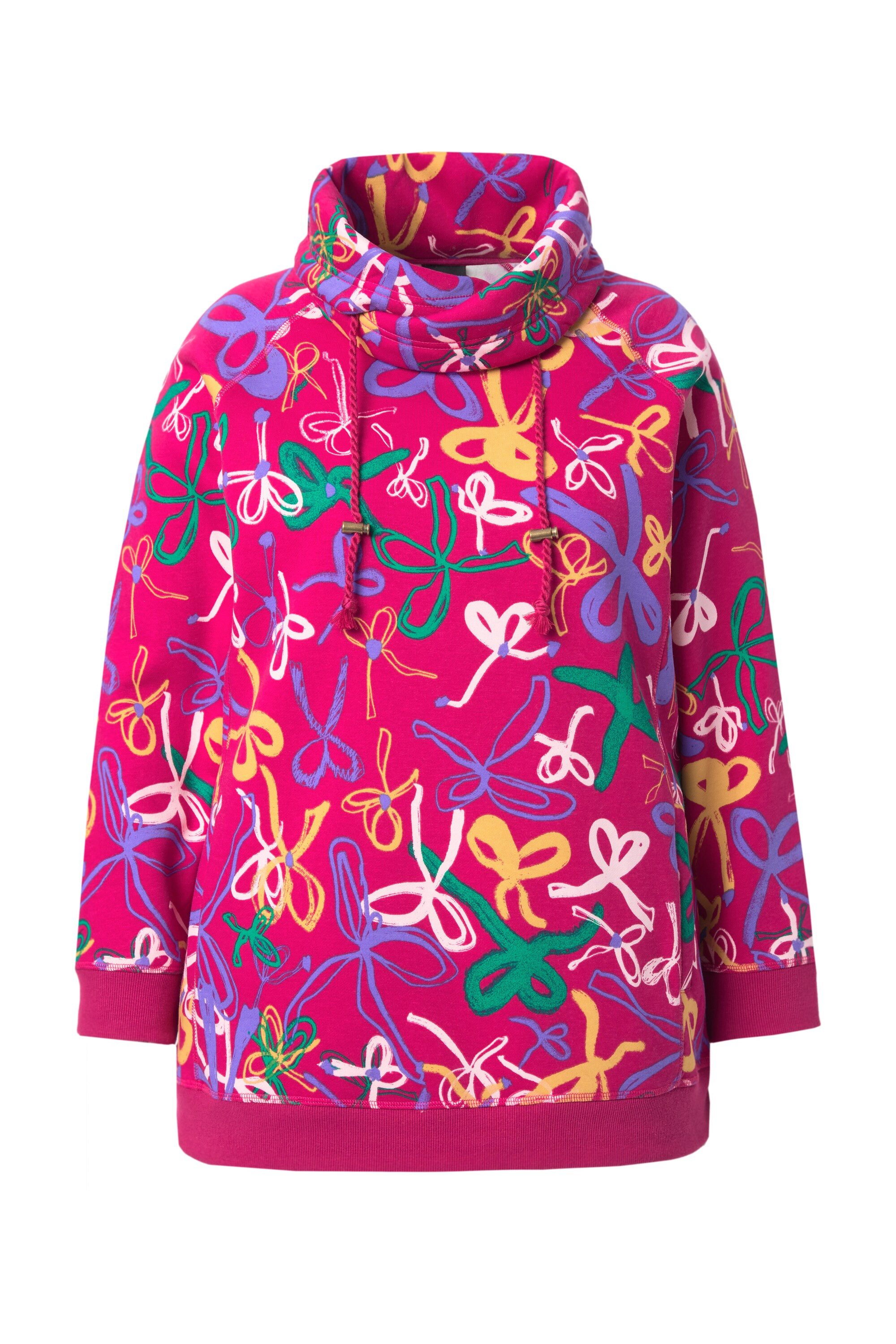 Ulla Popken Sweatshirt Sweatshirt Scribble-Muster Stehkragen günstig online kaufen