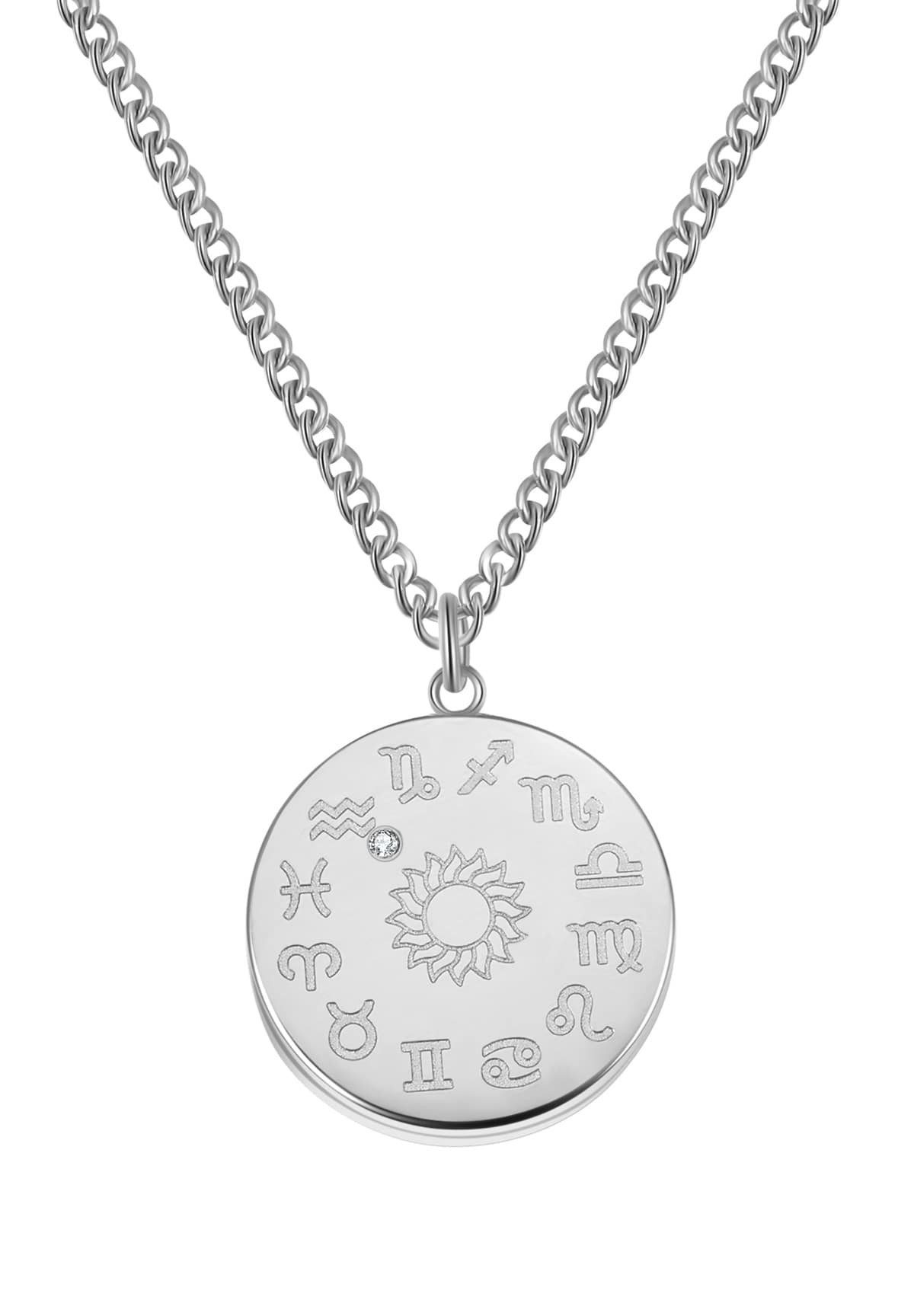 Hey Happiness Kette mit Anhänger Sternzeichen, Astro Plättchen, Horoskop Kette Sternbild mit Tierkreis Zeichen, wasserfest