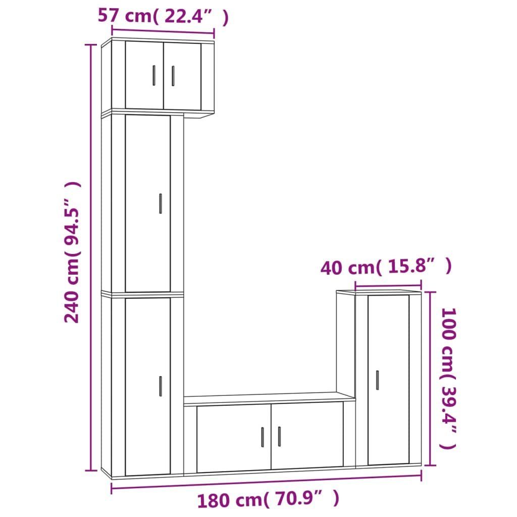 Grau Holzwerkstoff furnicato Sonoma TV-Schrank-Set 5-tlg. TV-Schrank