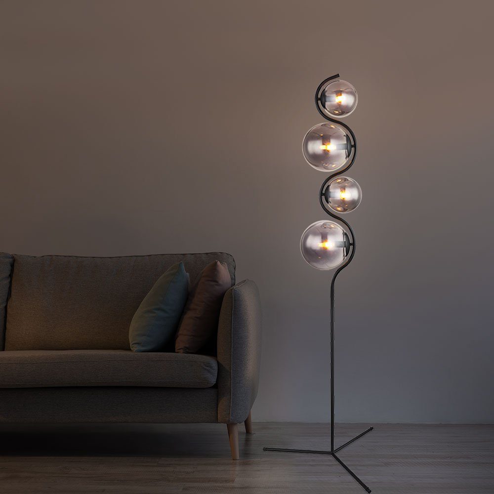 4-Flammig Metall Wohnzimmerleuchte Stehlampe Leuchtmittel Globo Stehlampe, Standleuchte nicht inklusive, Glas