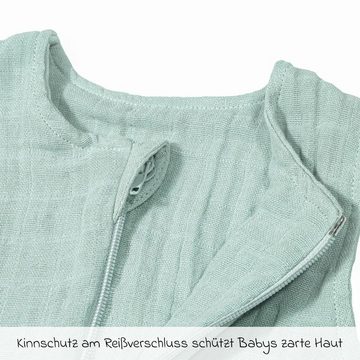Makian Kinderschlafsack Mint - Gr. 100 cm, Leichter Baby Schlafsack ohne Ärmel für Sommer & Frühling - Baumwolle