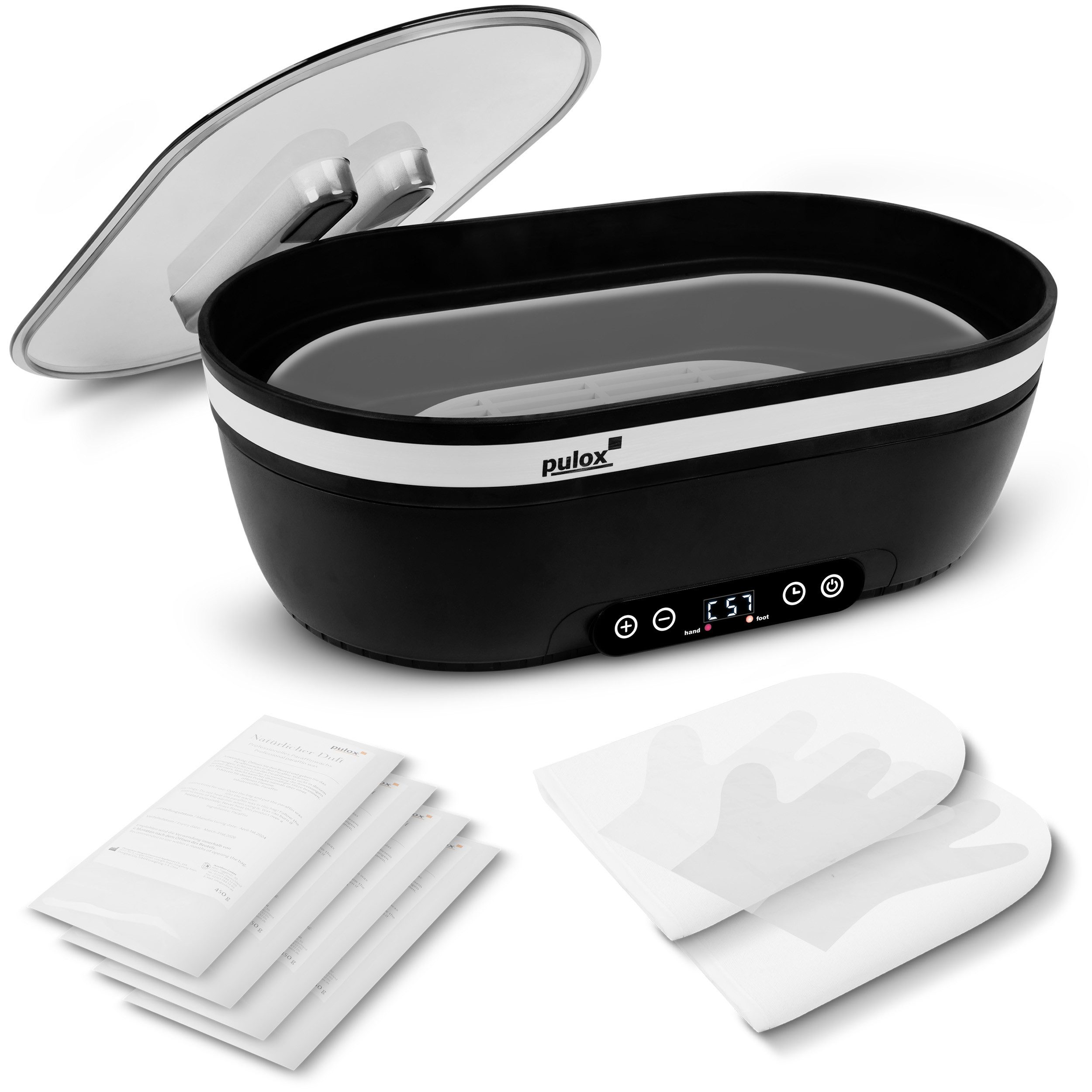 pulox Paraffinbad WB-4500 - Großes Paraffin-Wachsbad für Hände und Füße inkl. 4x Wachs