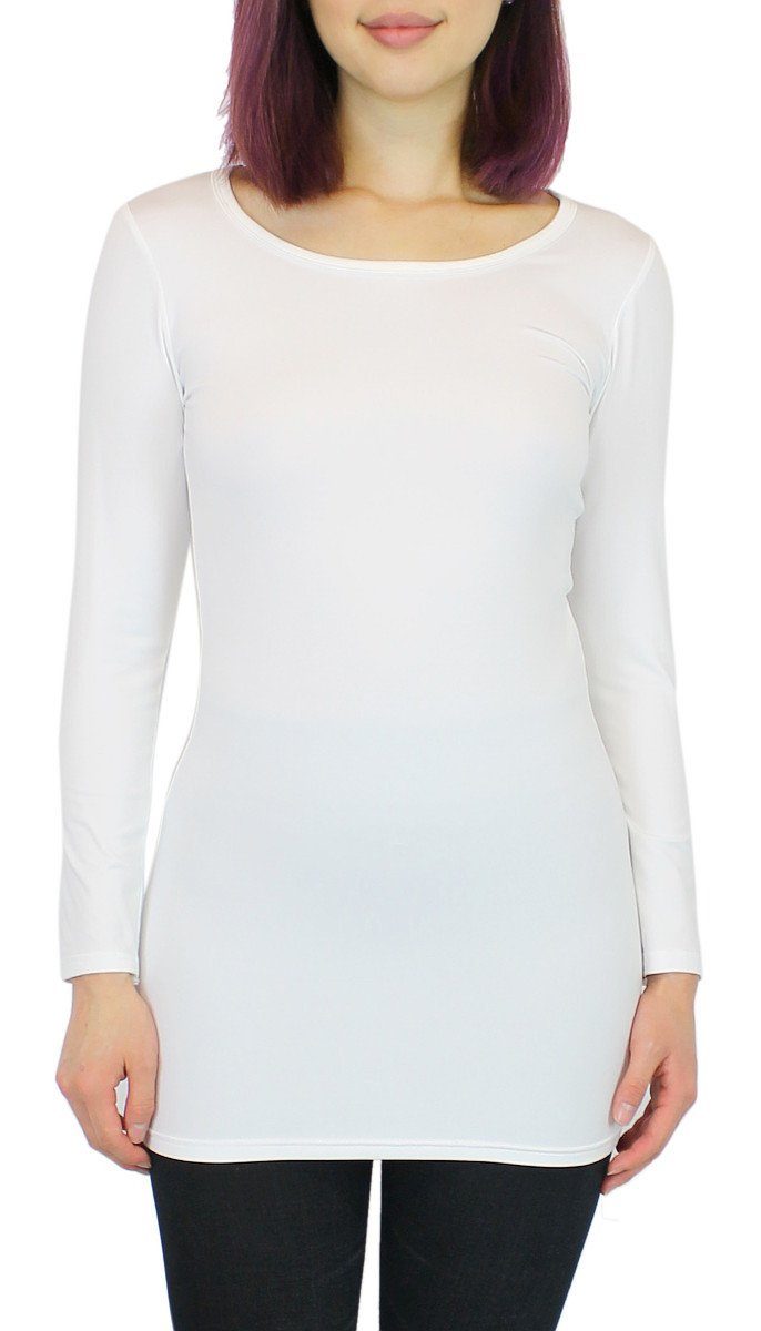 dy_mode Longshirt Thermo Langarmshirt Damen Thermoshirt Longshirt mit Innenfutter Angeraute Innenseite