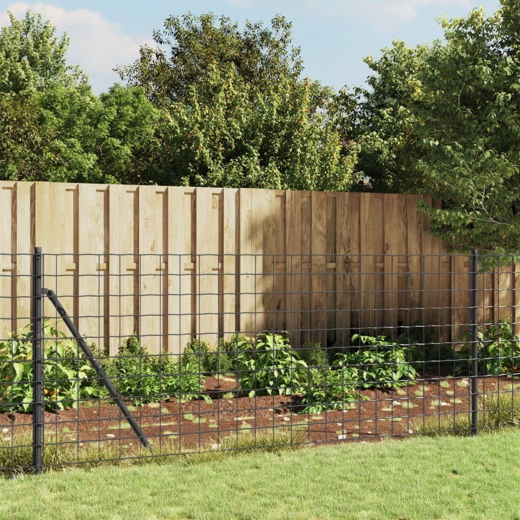 vidaXL Gartenzaun Maschendrahtzaun mit Bodenhülsen Anthrazit 0,8x10 m